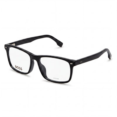 BOSS 1478/F Unisex Black Plastic Frame Eyeglasses with Black Polycarbonate Lenses, 55mm Lens Width