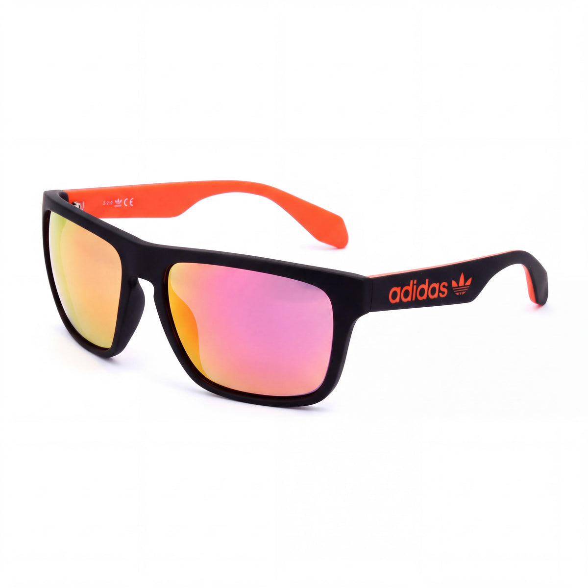 adidas Casual Unisex Matte Black Bordeaux Mirror Plastic Frame Sunglasses with Red Non-Polarized Lenses, Photo 1