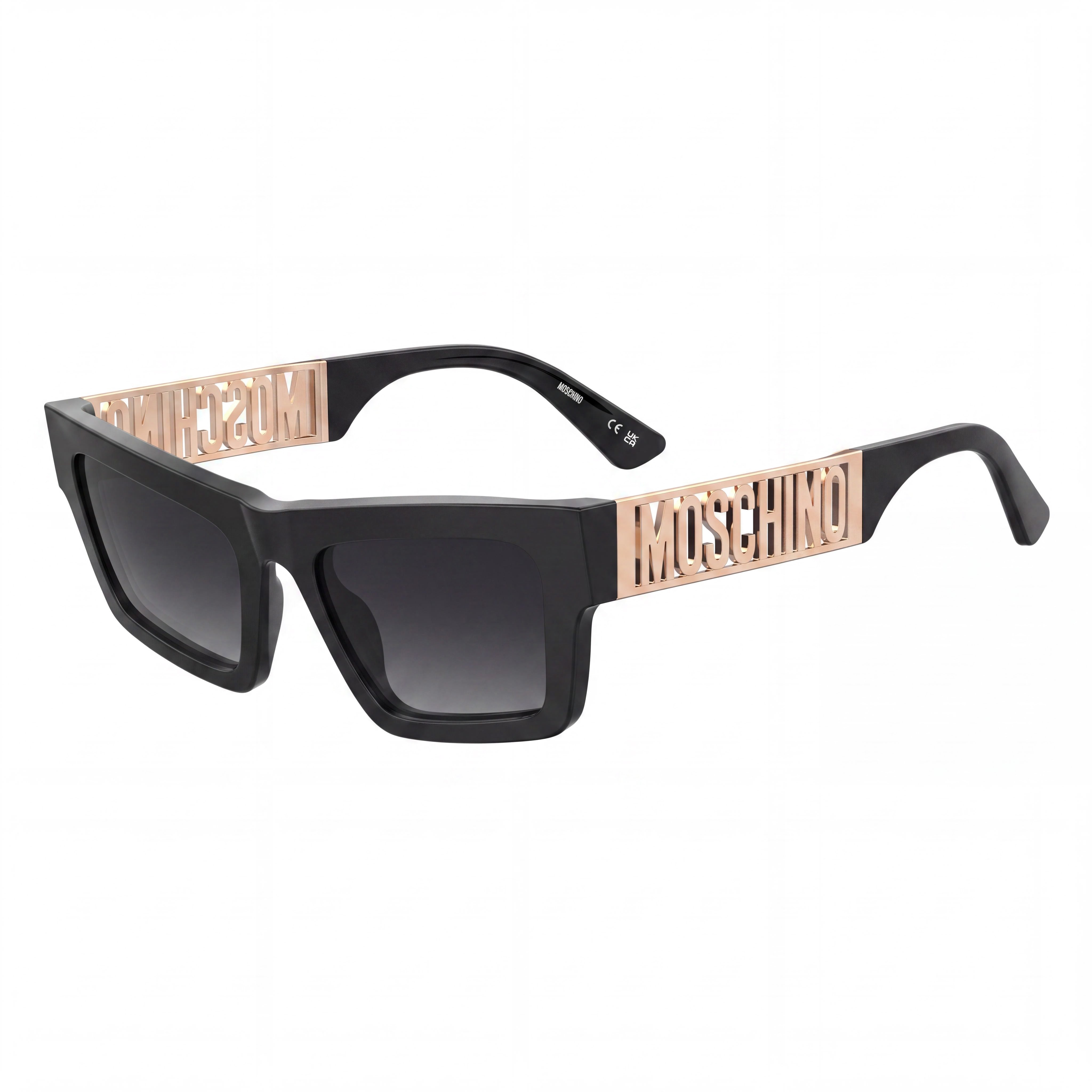 Moschino Casual. Women's Metall Frame Non-Polarized Sunglasses with Black Dark Grey Shaded Frame and Dark Grey Shaded Lenses 53-20-140mm, Photo 1