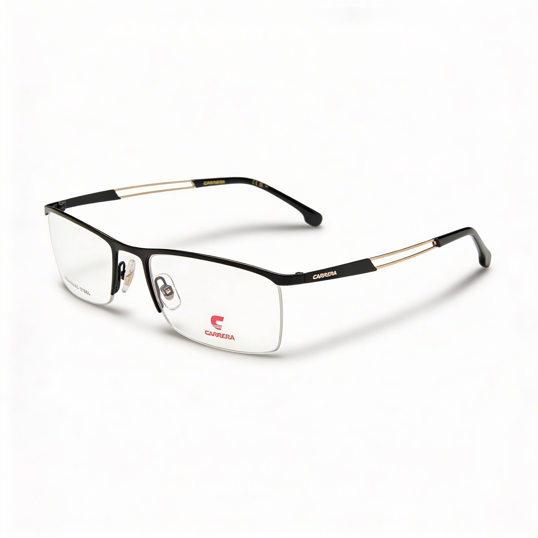 Gafas Carrera 8901 unisex con montura de acero de aleación en negro mate dorado y lentes no polarizadas de 54 mm, Photo 1
