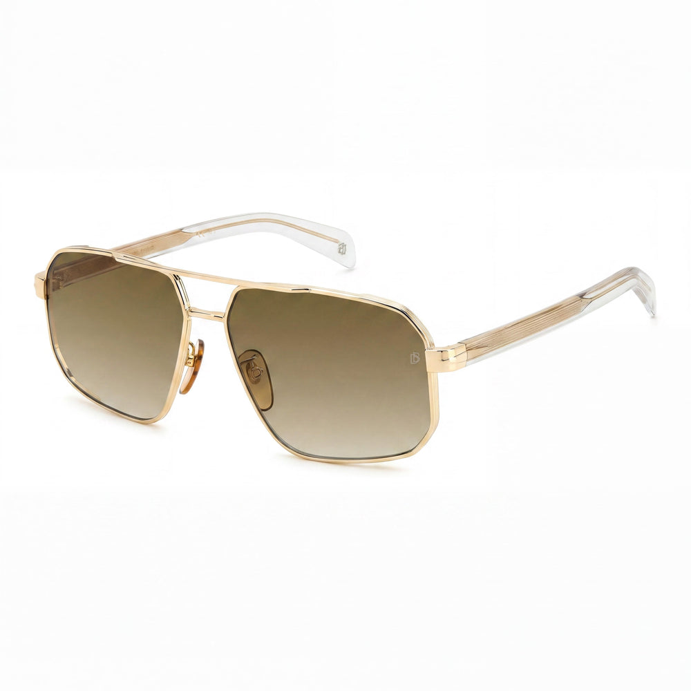 Gafas de sol David Beckham Classic DB 7102/S de metal dorado con cristales y protección UV400, no polarizadas, para mujer, de 61 mm