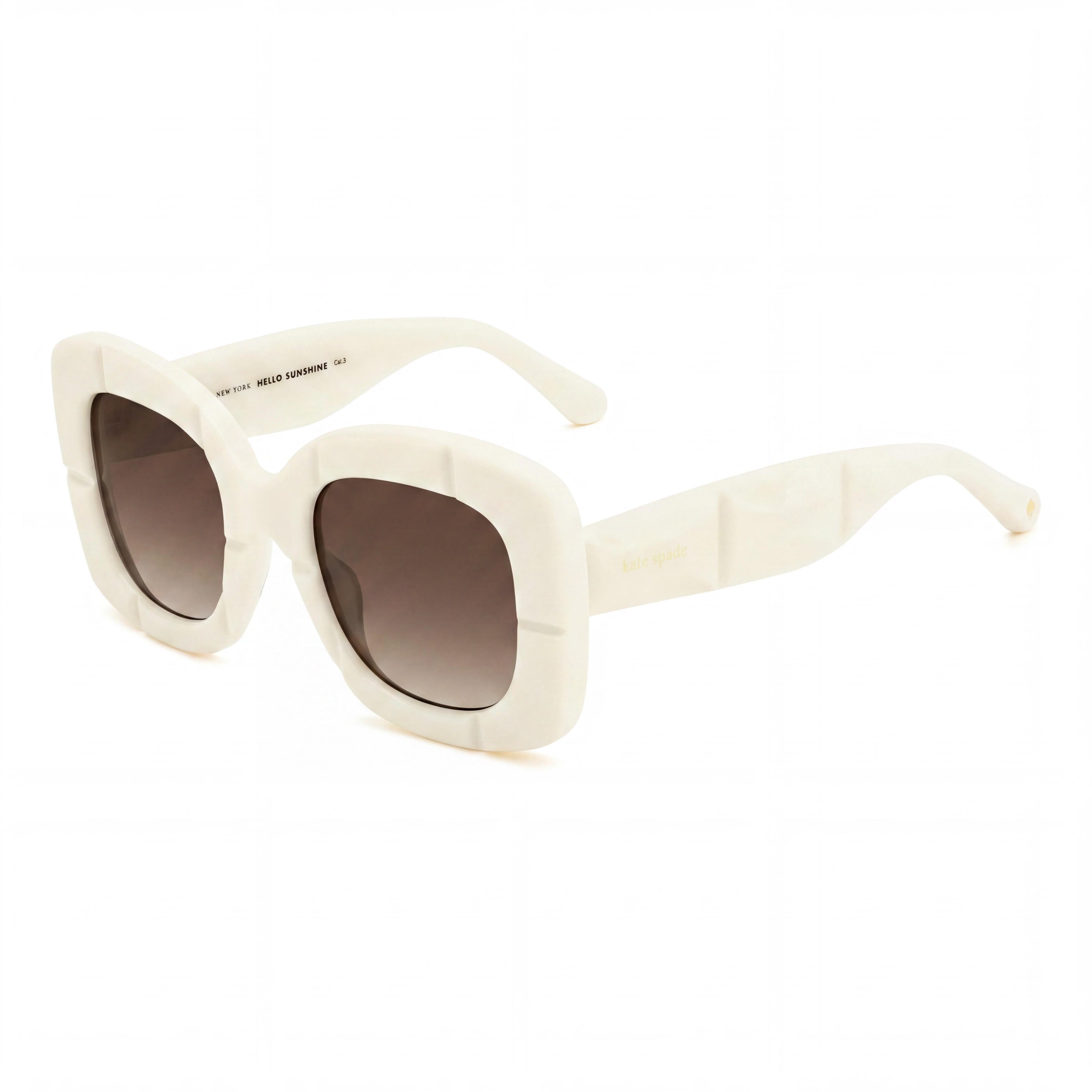 kate spade new york Gafas de sol casuales para mujer, montura de acetato blanco roto con lentes marrones sombreadas, ancho de lente 50 mm, Photo 1