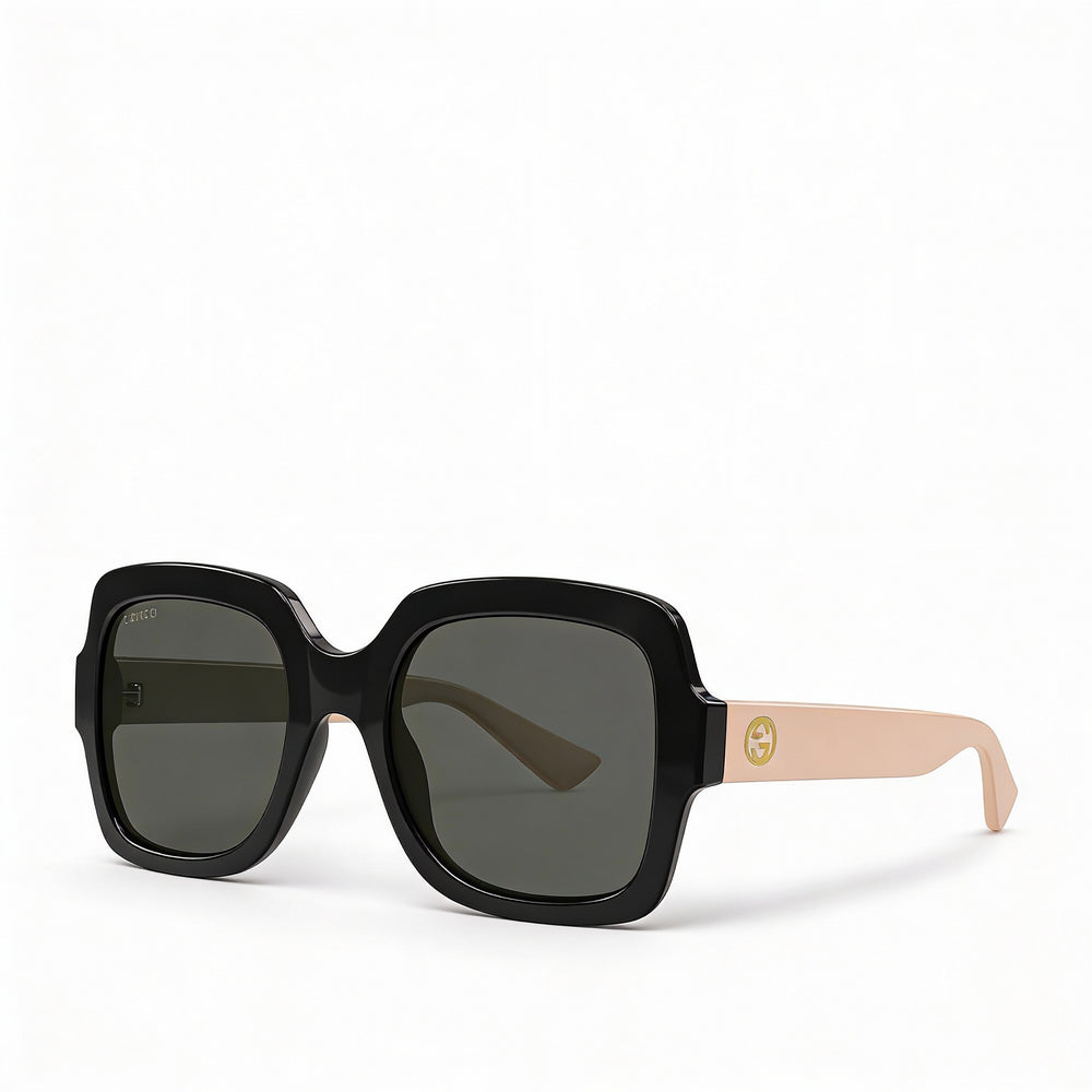 Gucci Classic Oversize Square Women’s Sunglasses with Black Pink Acetate Frame and Black Lenses 54mm
