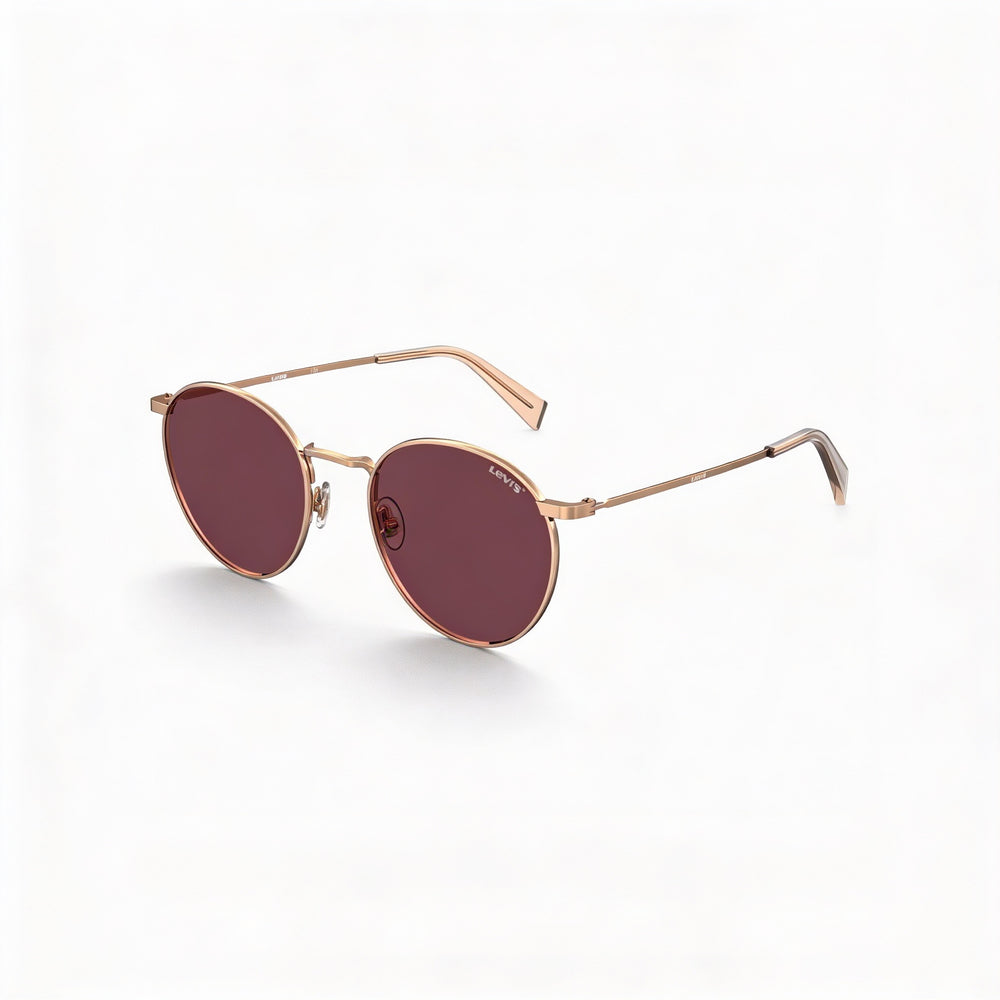 Levi's Casual Men's Gold Copper Metal Frame Pink Lens UV Protection Sunglasses 52mm Lens, 21mm Bridge, 145mm Temple