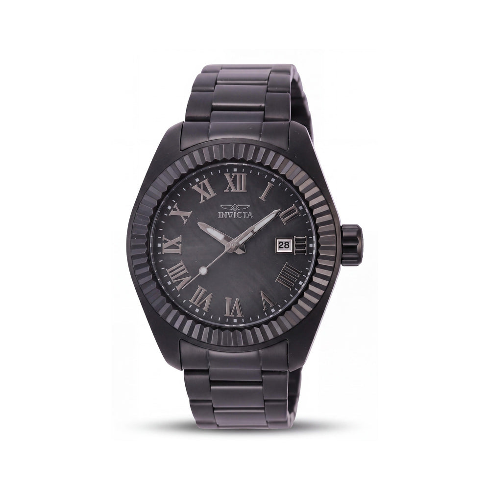 Invicta Angel 44277 Reloj de cuarzo para mujer con pulsera de acero inoxidable, esfera negra, caja de 40 mm, 10 ATM
