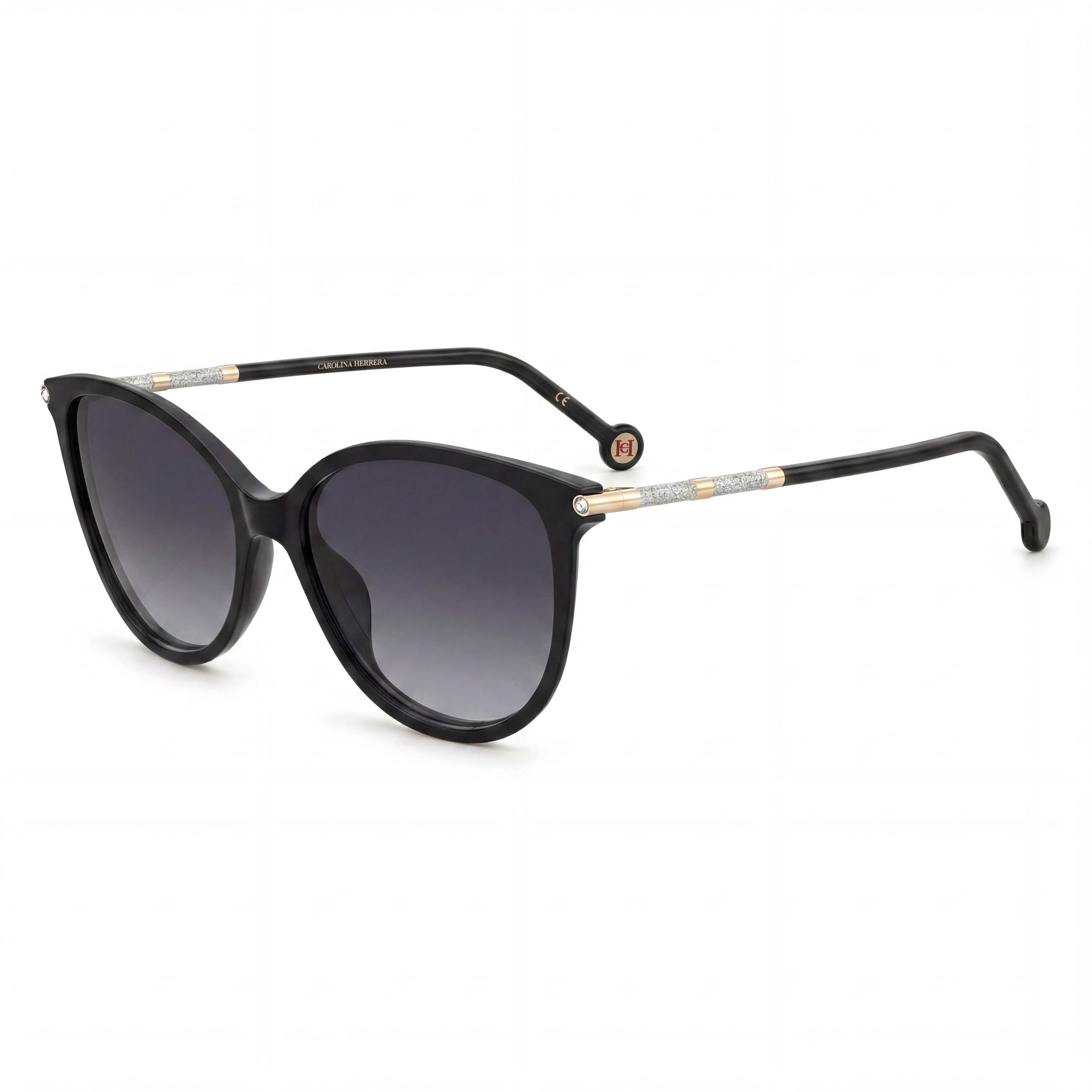 Carolina Herrera Her 0189/G/S Gafas de sol de mujer con protección UV, armazón de plástico, color negro/dorado, sombreado gris oscuro 57 mm, Photo 1