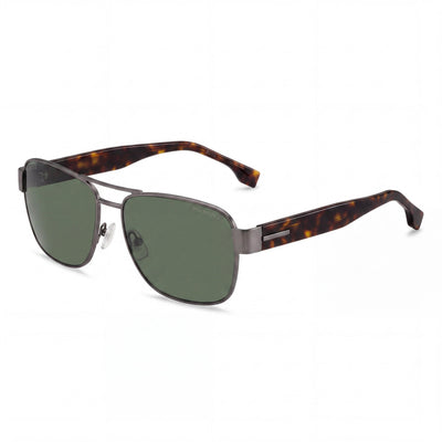 Gafas de sol unisex Hugo Boss Casual con montura de acero inoxidable en tono habana y lentes verdes con protección UV de 60 mm