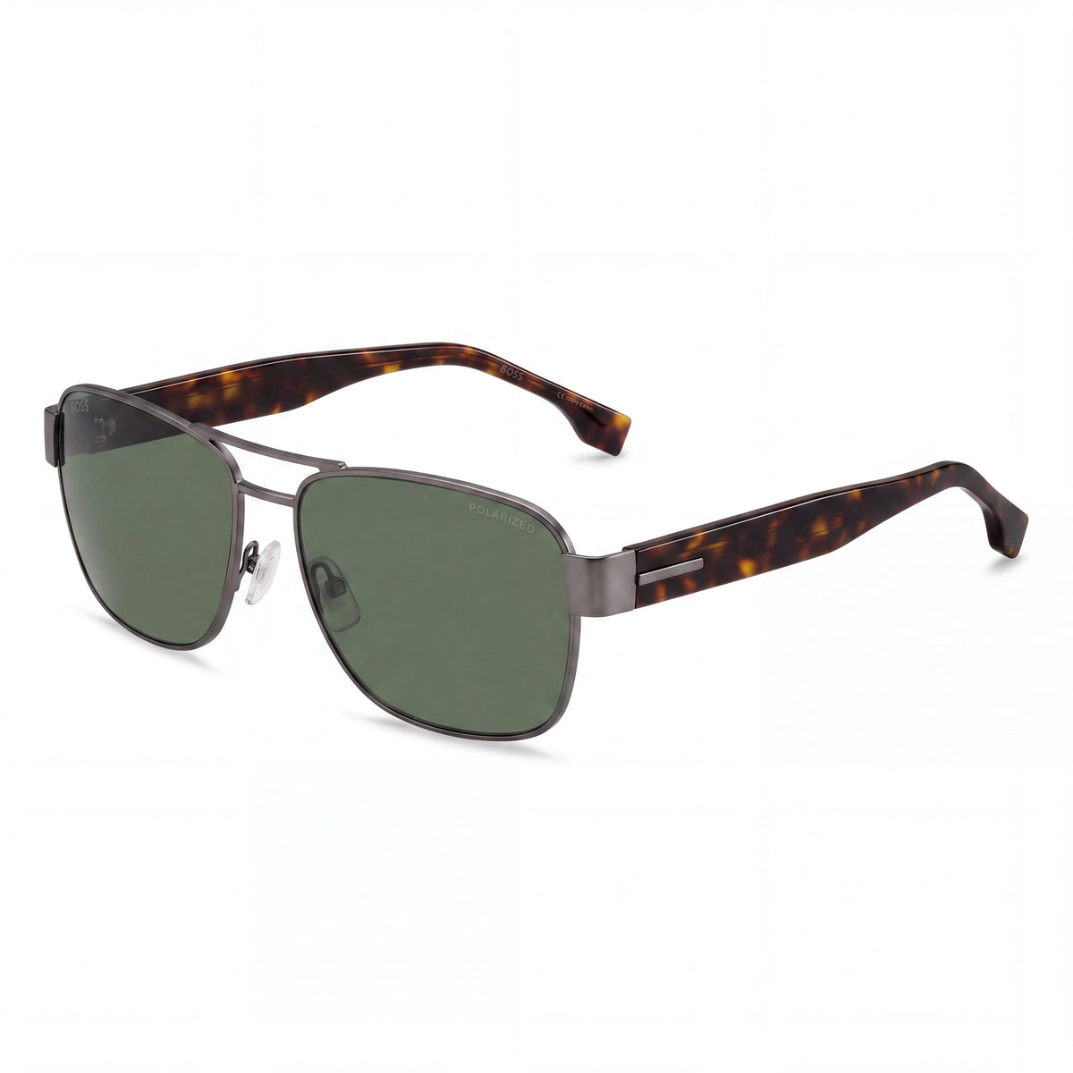 Gafas de sol unisex Hugo Boss Casual con montura de acero inoxidable en tono habana y lentes verdes con protección UV de 60 mm, Photo 1