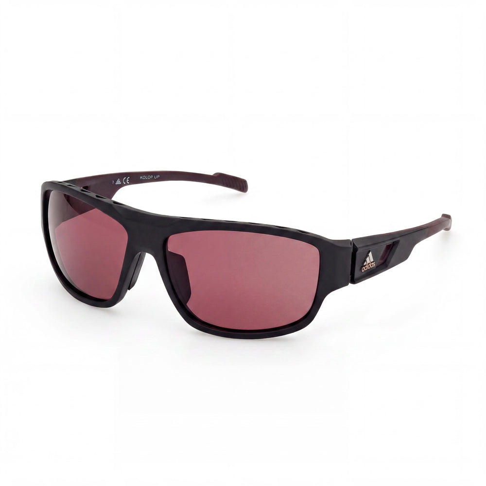 adidas Sp0045 Unisex Matte Black Bordeaux Plastic Eyewear with Non-Polarized Burgundy Red Lenses and UV Protection 61-15-130