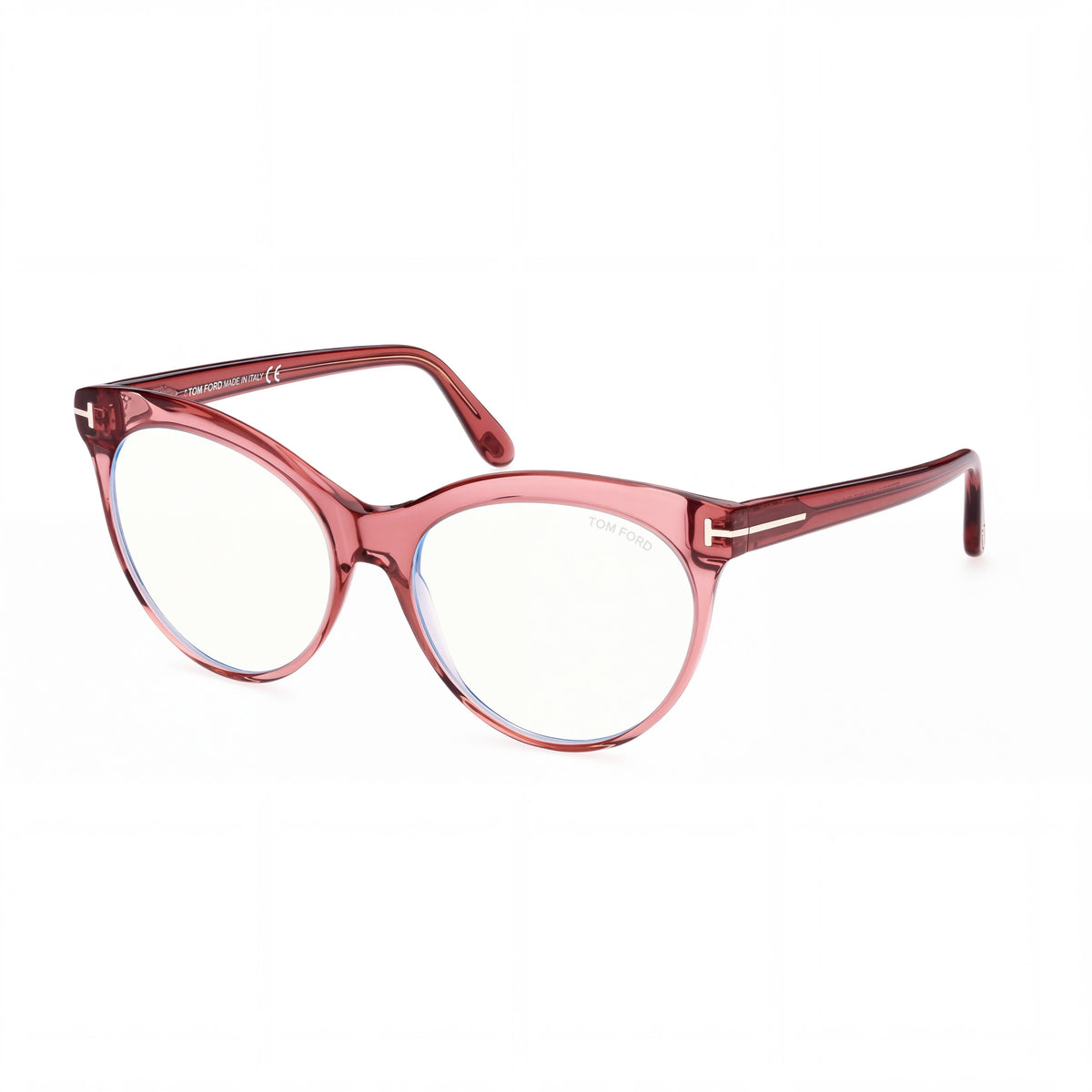 Tom Ford Modern Women's Shiny Transparent Rose Pantographed Plastic Blue-Light Block Eyeglasses 55mm, Photo 1