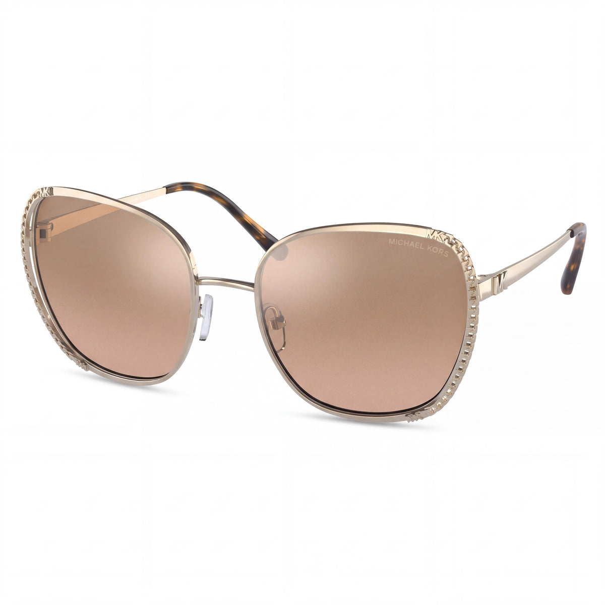 Michael Kors Amsterdam 1090 Women's Butterfly Plastic UV Protection Sunglasses, Light Gold Silver Khaki Flash, 59mm, Photo 1
