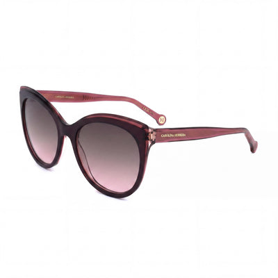 Gafas de sol Carolina Herrera para mujer, esenciales, de acetato color marrón rojizo burdeos, de ojo de gato, con lentes color rojo burdeos de 57 mm