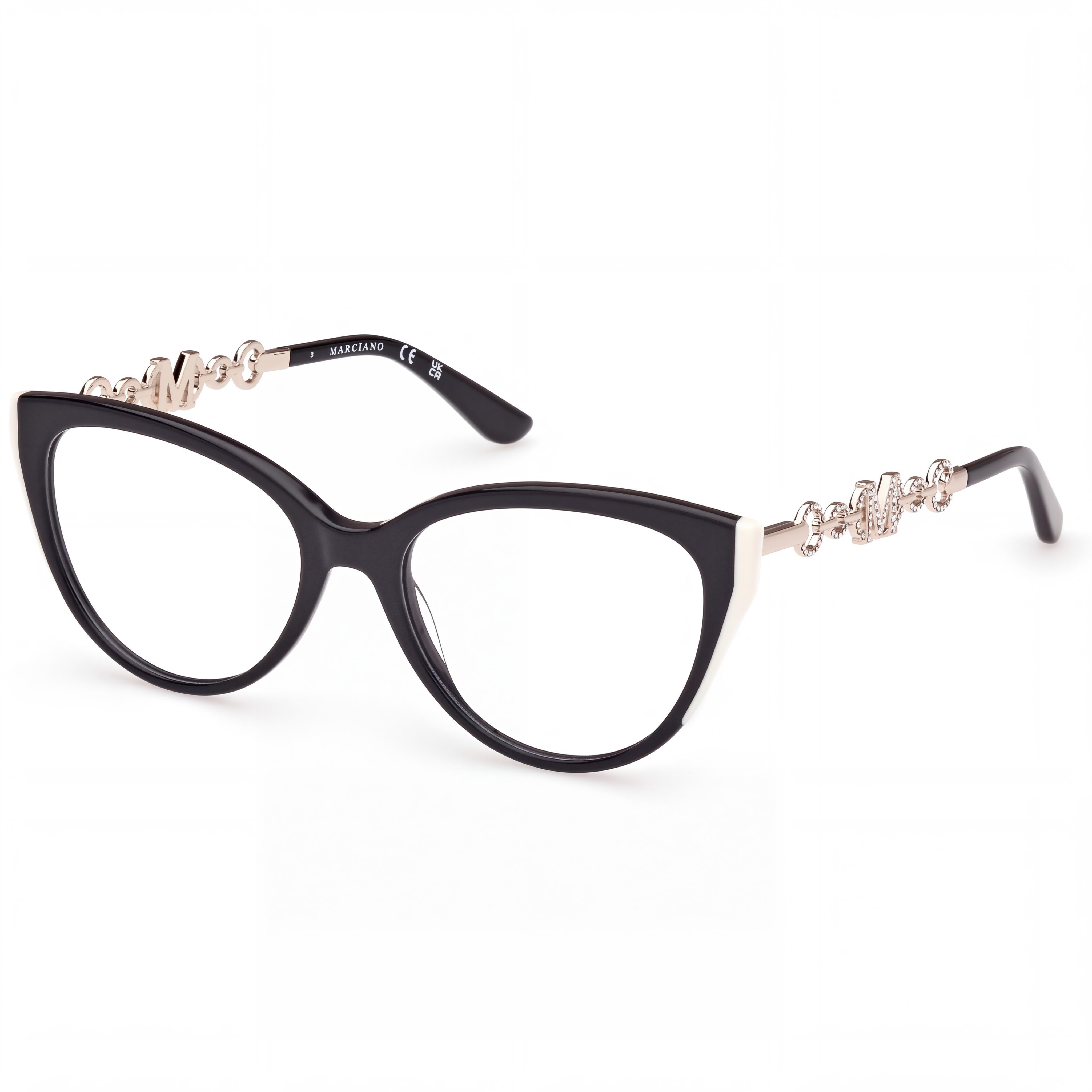 GUESS by Marciano GM 50006 Women's Plastic Frame Eyewear in Black and Pale Gold, 54mm Lens, Photo 1