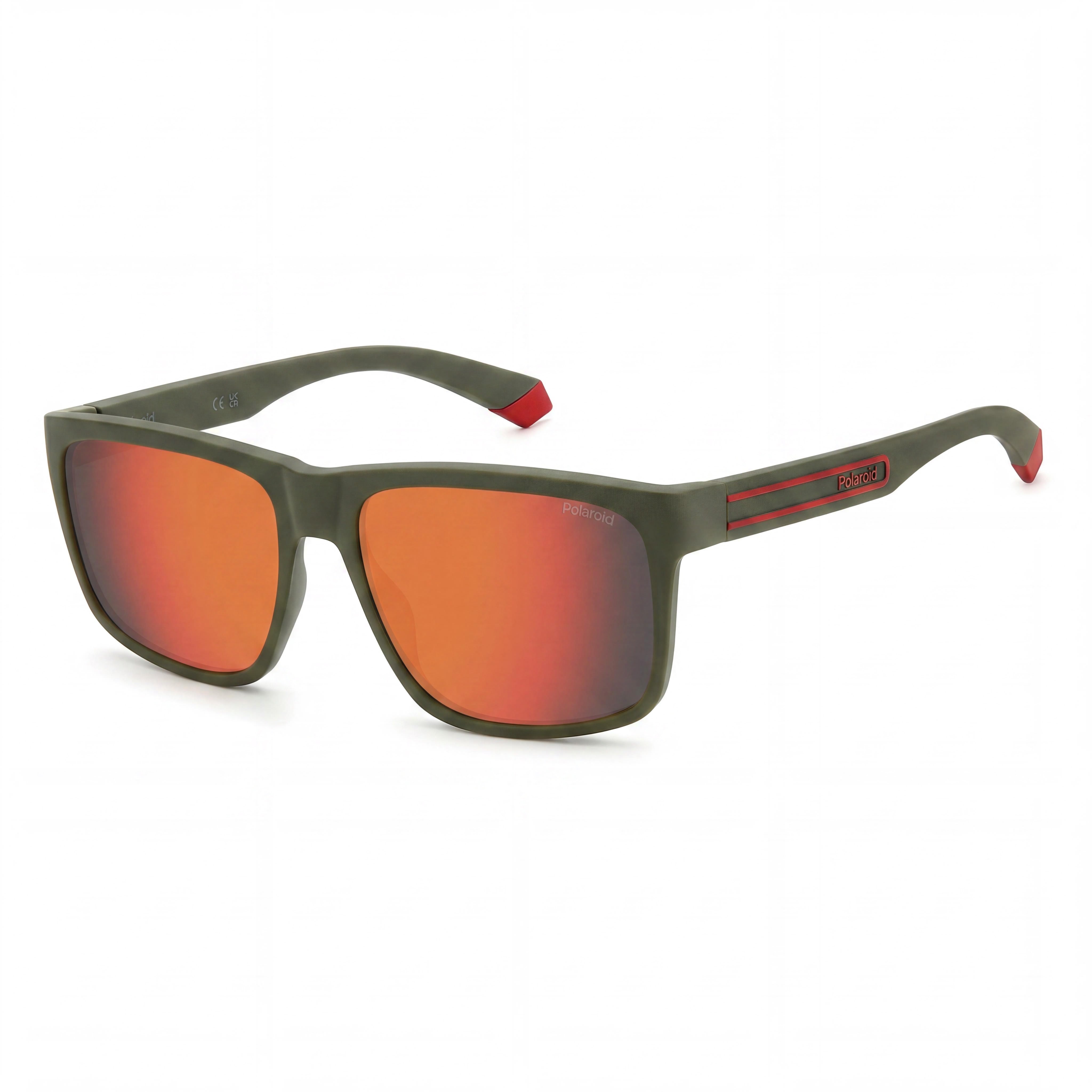 Polaroid Eyewear PLD 2149/S Casual Men's Military Green Red Polycarbonate Frame Red Multilayer Polarized Sunglasses 57mm, Photo 1