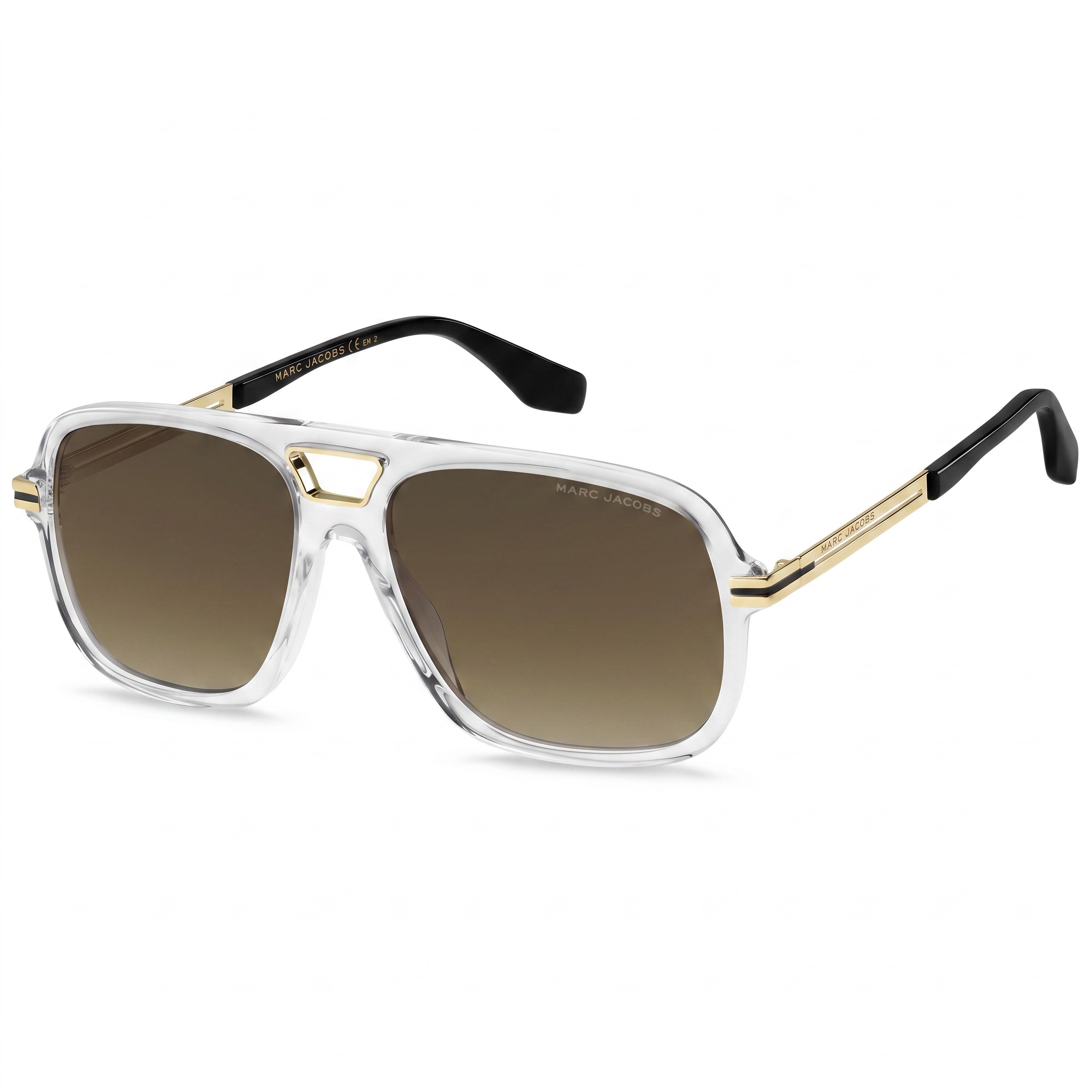 Marc Jacobs MARC 415/S Classic Men's Acetate UV Protection Sunglasses, Crystal Brown Shaded Frame, Crystal Black Lenses, 56-16-145, Photo 1