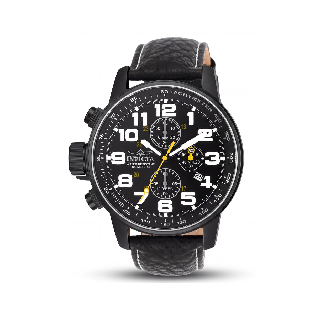 Reloj cronógrafo Invicta I-Force 3332 Lefty para hombre, caja de acero inoxidable negra de 46 mm, correa de cuero, Photo 1