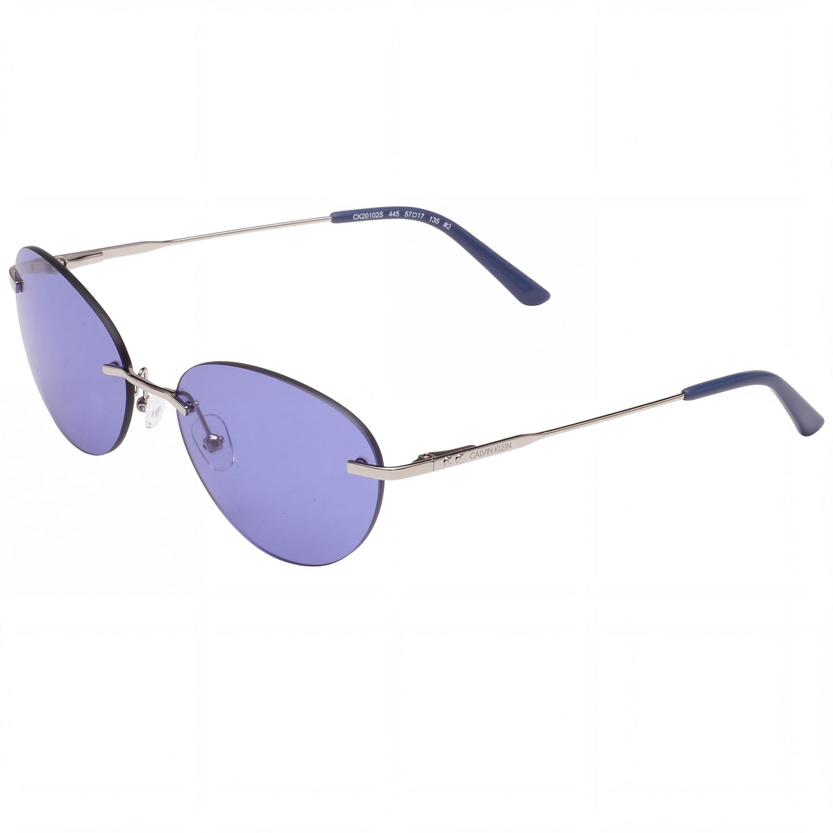 Calvin Klein 20102S Women's Oval Metal Frame Non-Polarized Sunglasses Cornflower Mirror 17-135mm, Photo 1