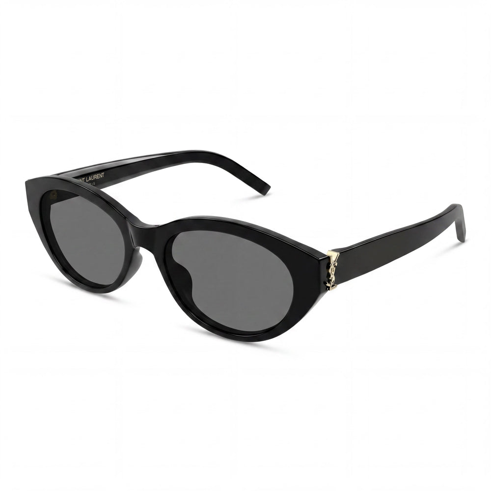 Gafas de sol unisex Saint Laurent con montura ovalada de carey negra, lentes polarizadas grises y protección UV
