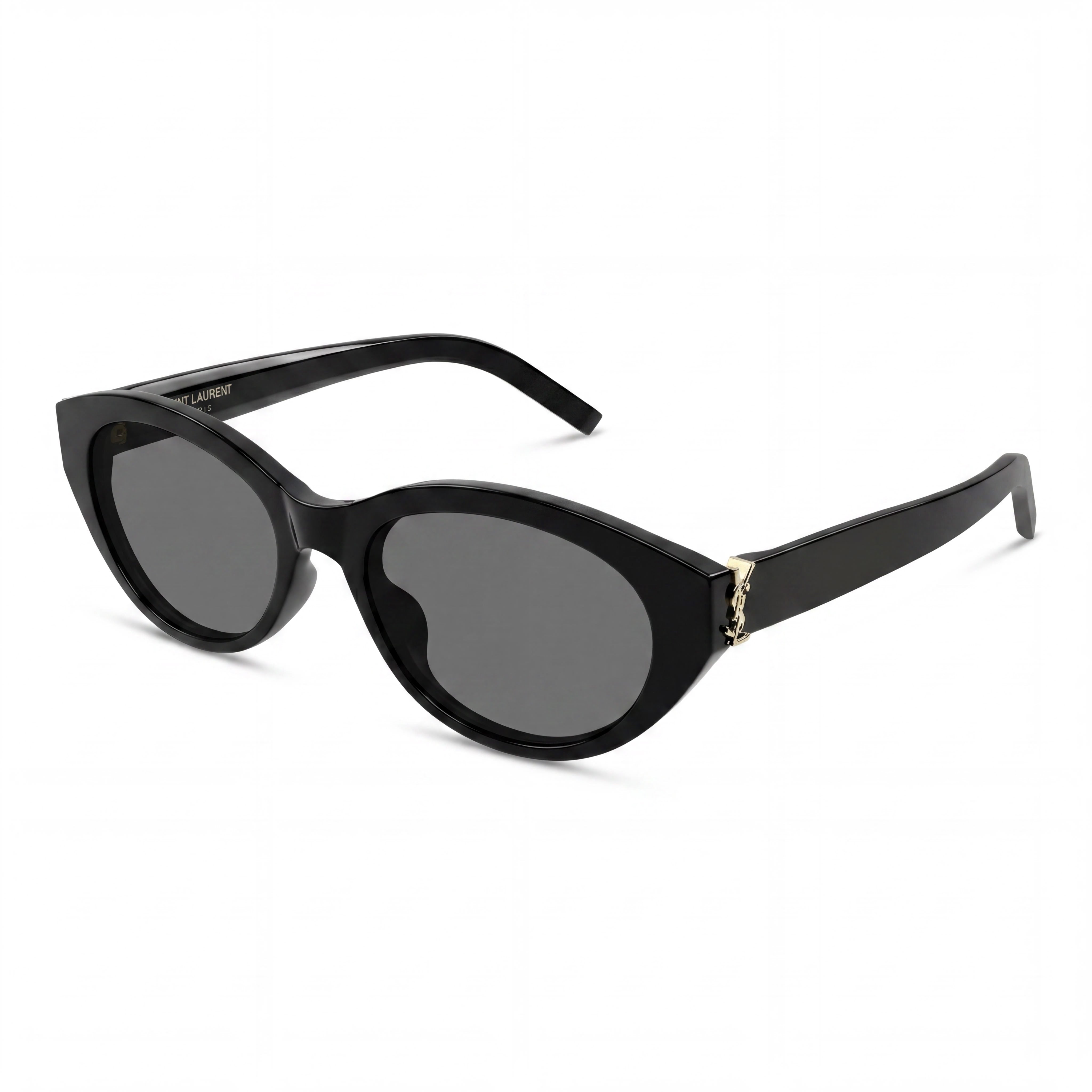 Saint Laurent Unisex Oval Black Tortoise Frame Sunglasses with Grey Polarized Lenses and UV Protection, Photo 1