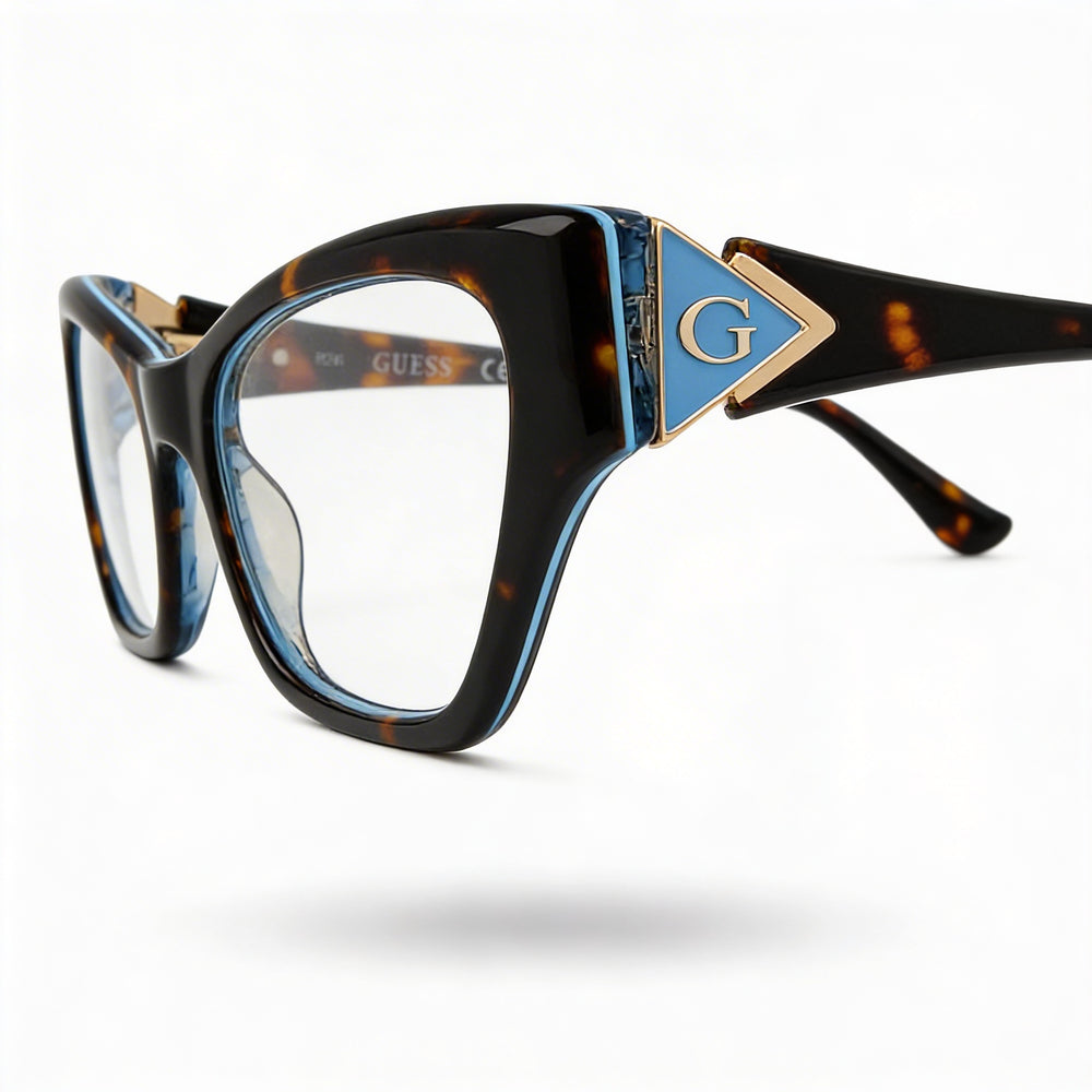 Gafas graduadas GUESS GU2747 para mujer, montura completa, ojo de gato, color Habana oscuro, de plástico, con lentes de 51 mm de ancho