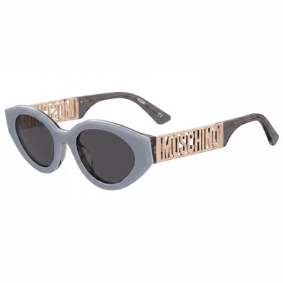 Moschino Casual Women's Sunglasses with Azure Acetate Frame and Grey Polycarbonate Lenses 51-20-145