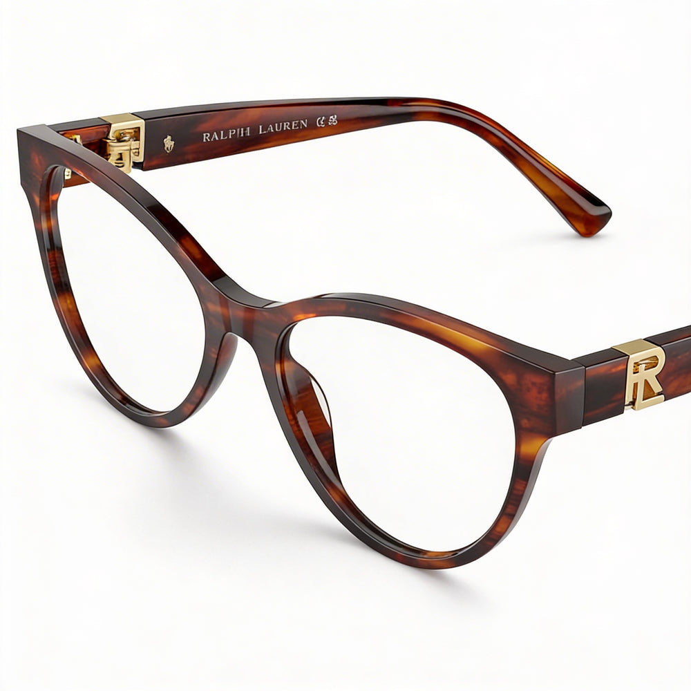 Gafas de hombre Ralph Lauren Rl 6238u con montura de acetato Havana a rayas y lentes 54-17-145mm