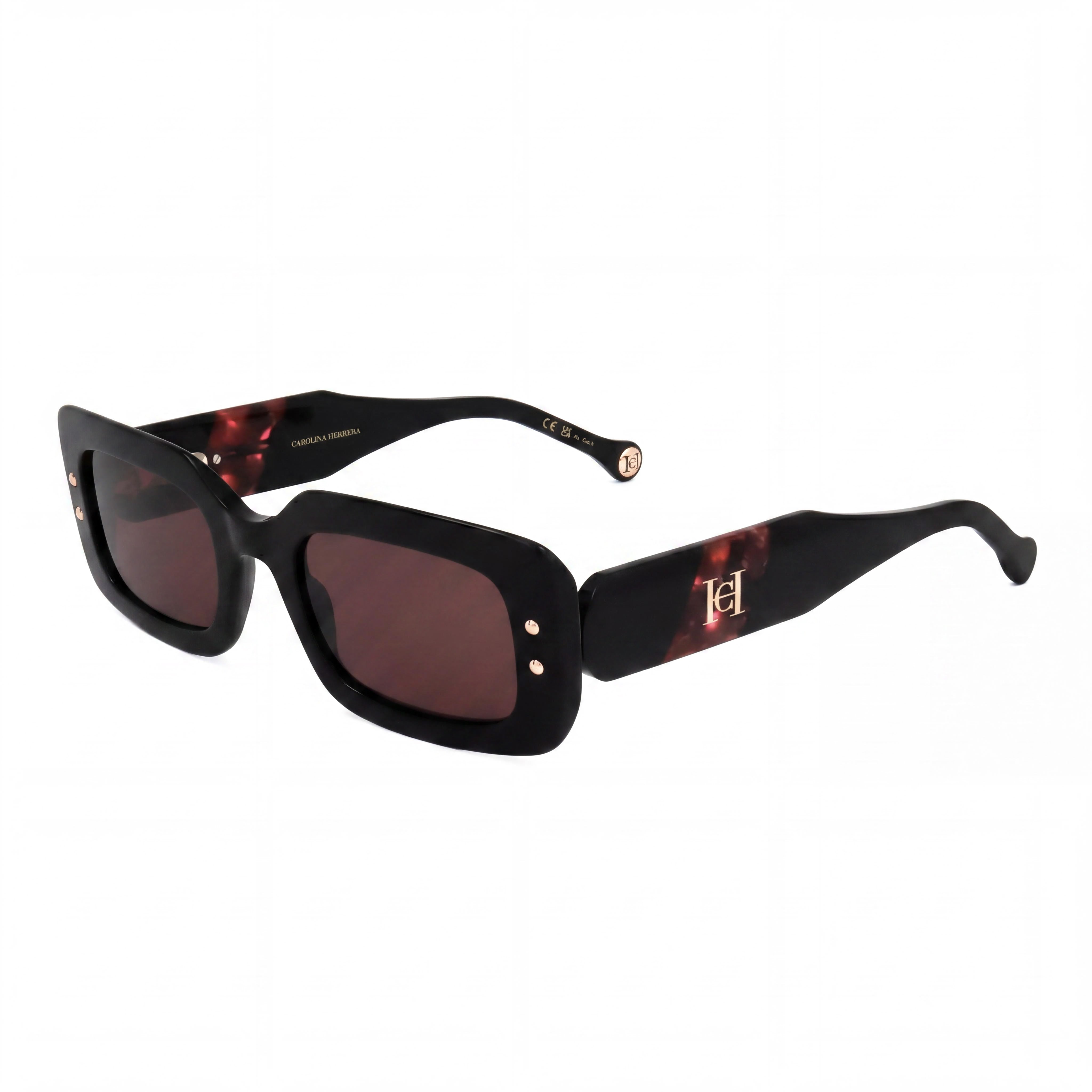 Carolina Herrera Gafas de Sol de Mujer de Temporada, Montura de Plástico Negra Burdeos con Lentes de Policarbonato de 50mm, Photo 1