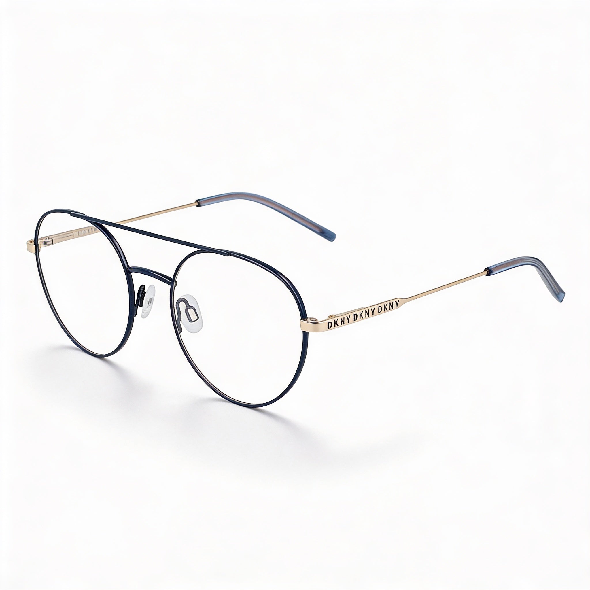 Gafas de sol modernas DKNY para mujer con montura de acero de aleación en dorado azul marino y lentes de policarbonato en dorado azul marino, 51 mm, Photo 1