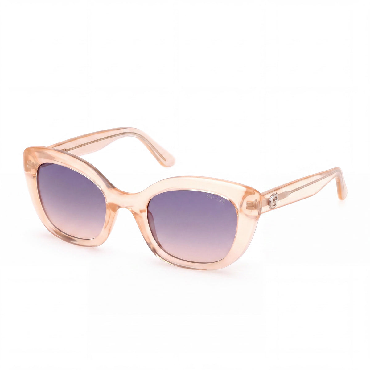 GUESS Gafas de sol de plástico con protección UV ojo de gato para mujer, violeta degradado naranja brillante, 51 mm, Photo 1