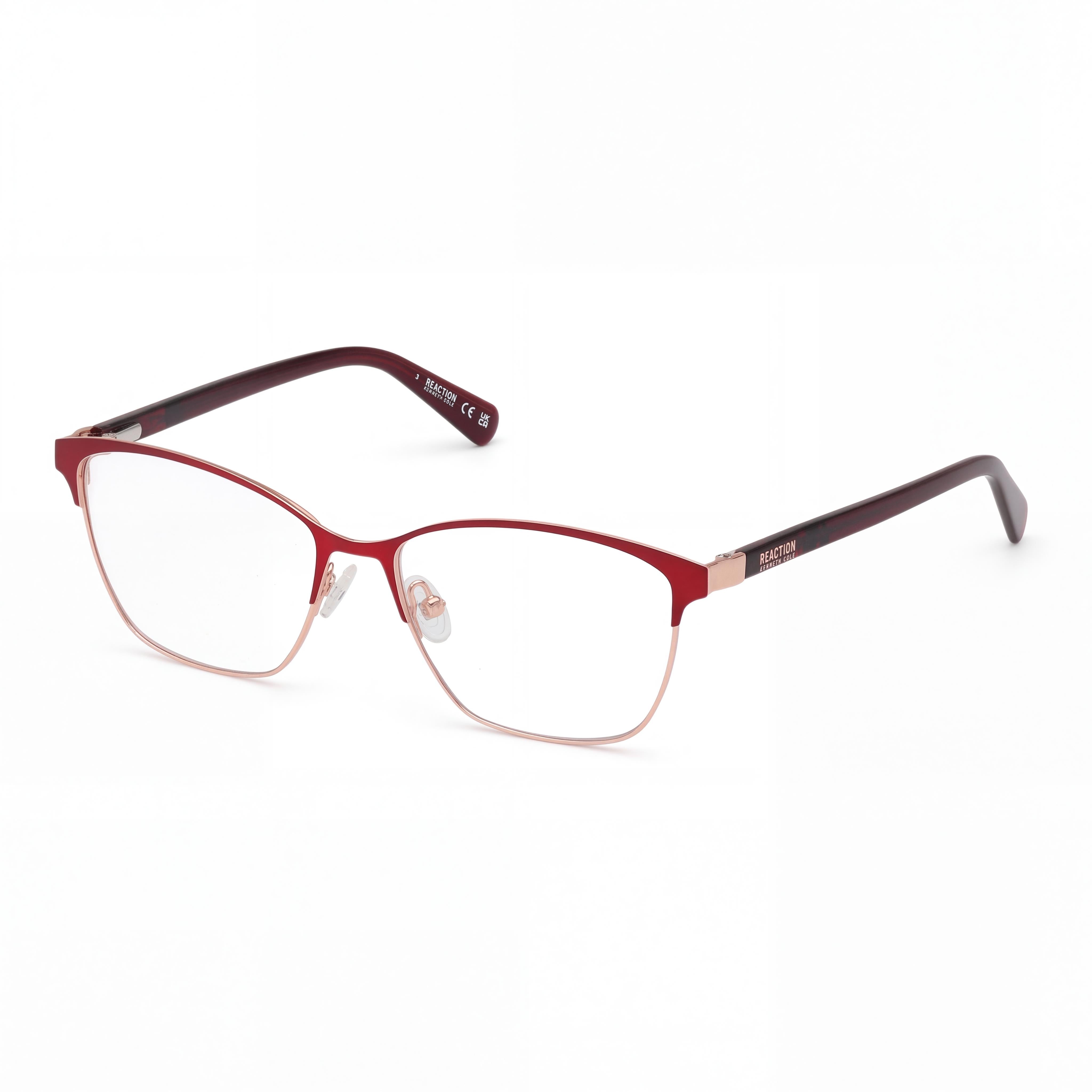 Kenneth Cole REACTION Rn50028 Women's Bordeaux Frame Eyeglasses, Lens Width 53mm, Bridge 15mm, Temple 140mm, Photo 1