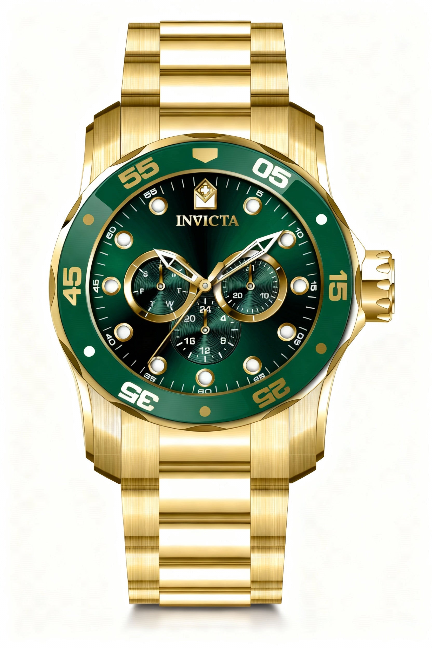 Invicta Men's Pro Diver 48mm Quartz Chronograph Watch, Stainless Steel Case, Green Dial, 100m Water Resistant