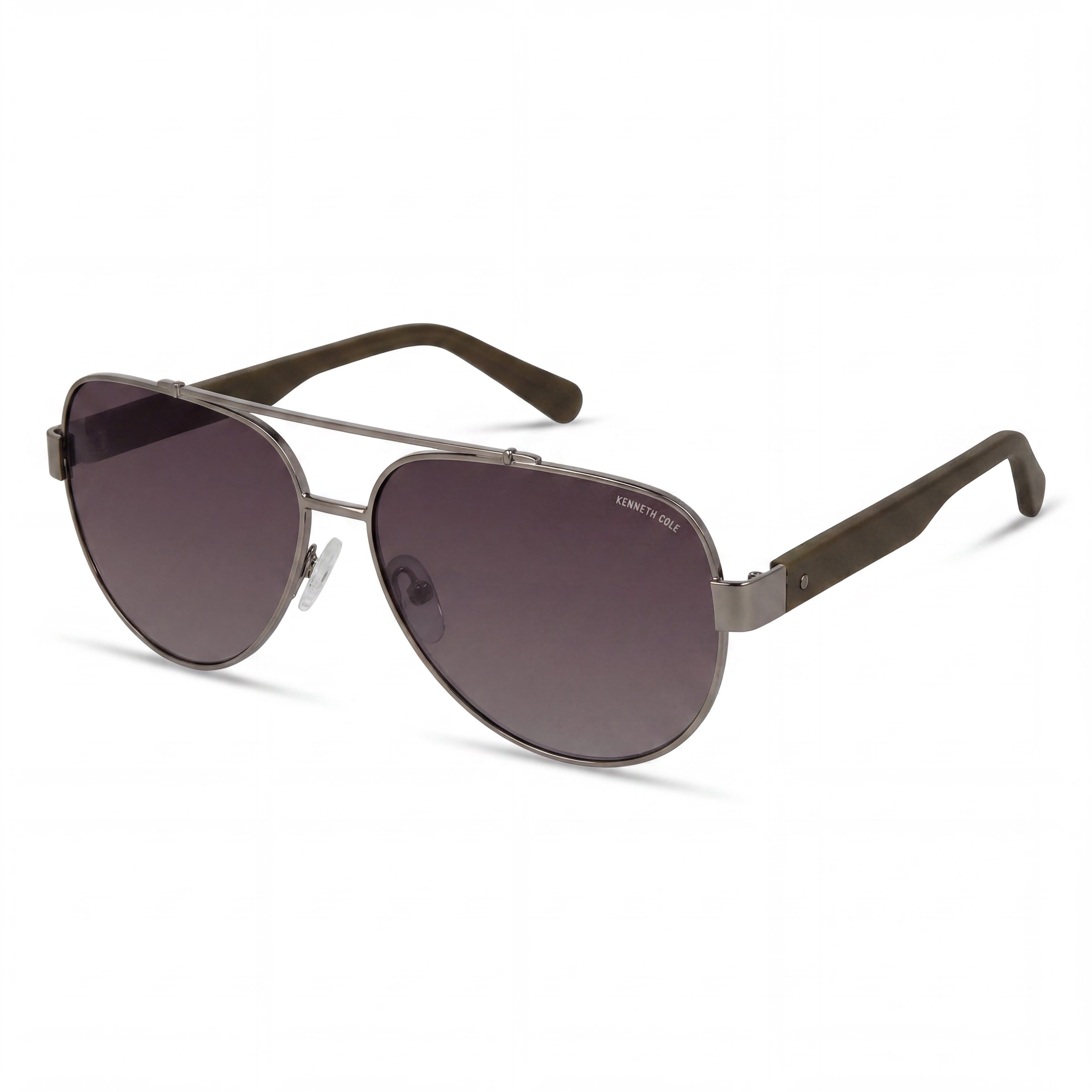 Kenneth Cole New York Kc6008p Women's Metal Shiny Gunmetal Gradient Green Non-Polarized Sunglasses 60mm, Photo 1
