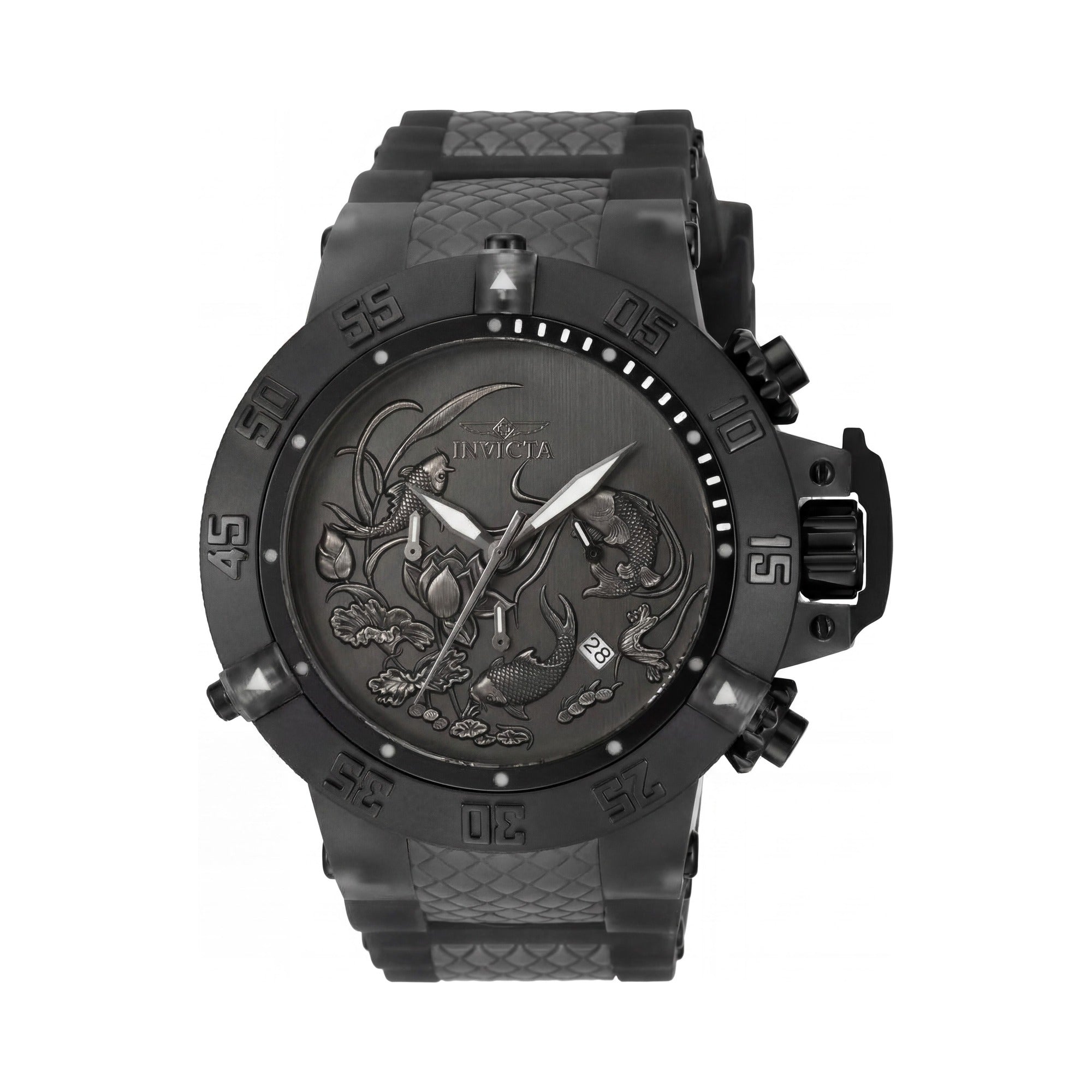 Reloj unisex Invicta Subaqua 37040 de cuarzo de acero inoxidable negro de 50 mm, correa de silicona, resistente a arañazos., Photo 1