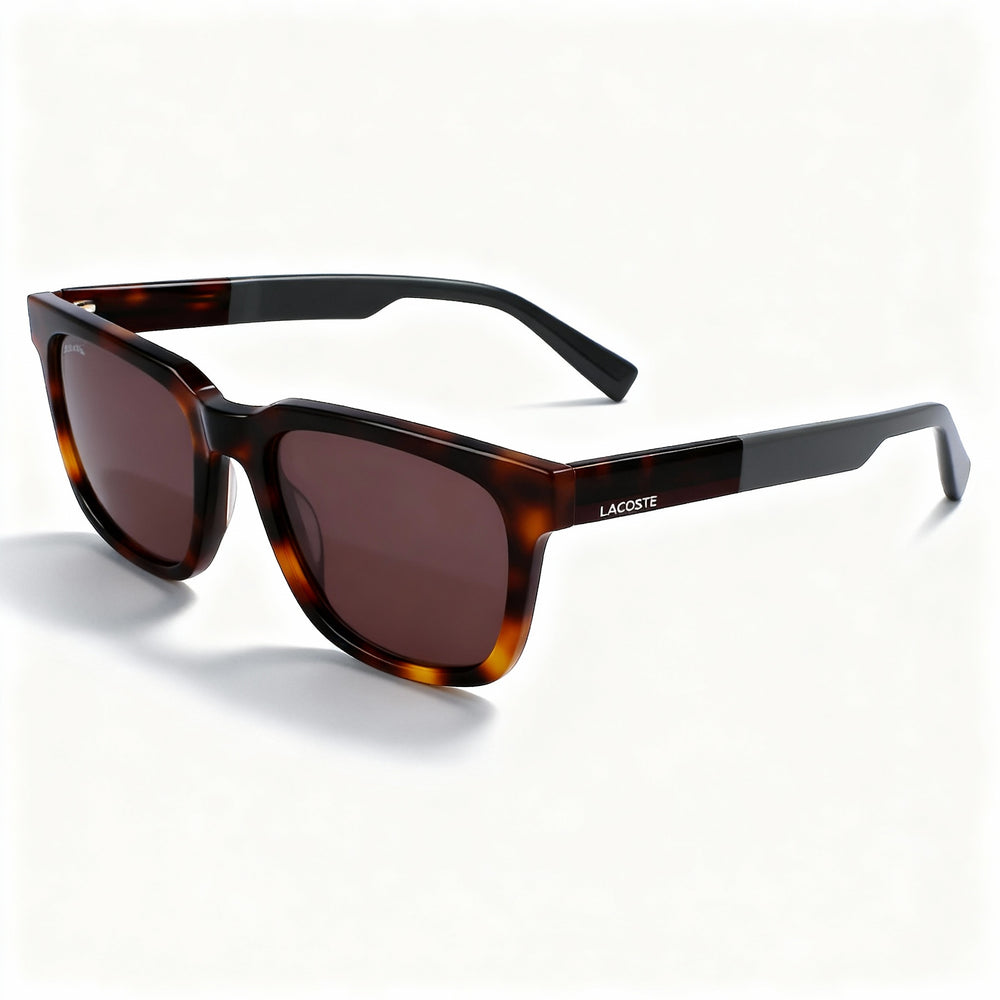 Lacoste Modern Men’s Havana Acetate Rectangular Brown Non-Polarized UV Protection Sunglasses 54mm