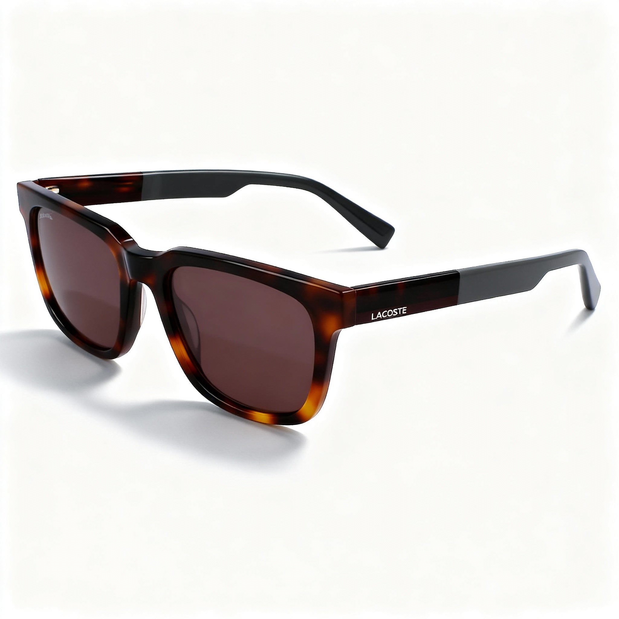 Lacoste Modern Men’s Havana Acetate Rectangular Brown Non-Polarized UV Protection Sunglasses 54mm