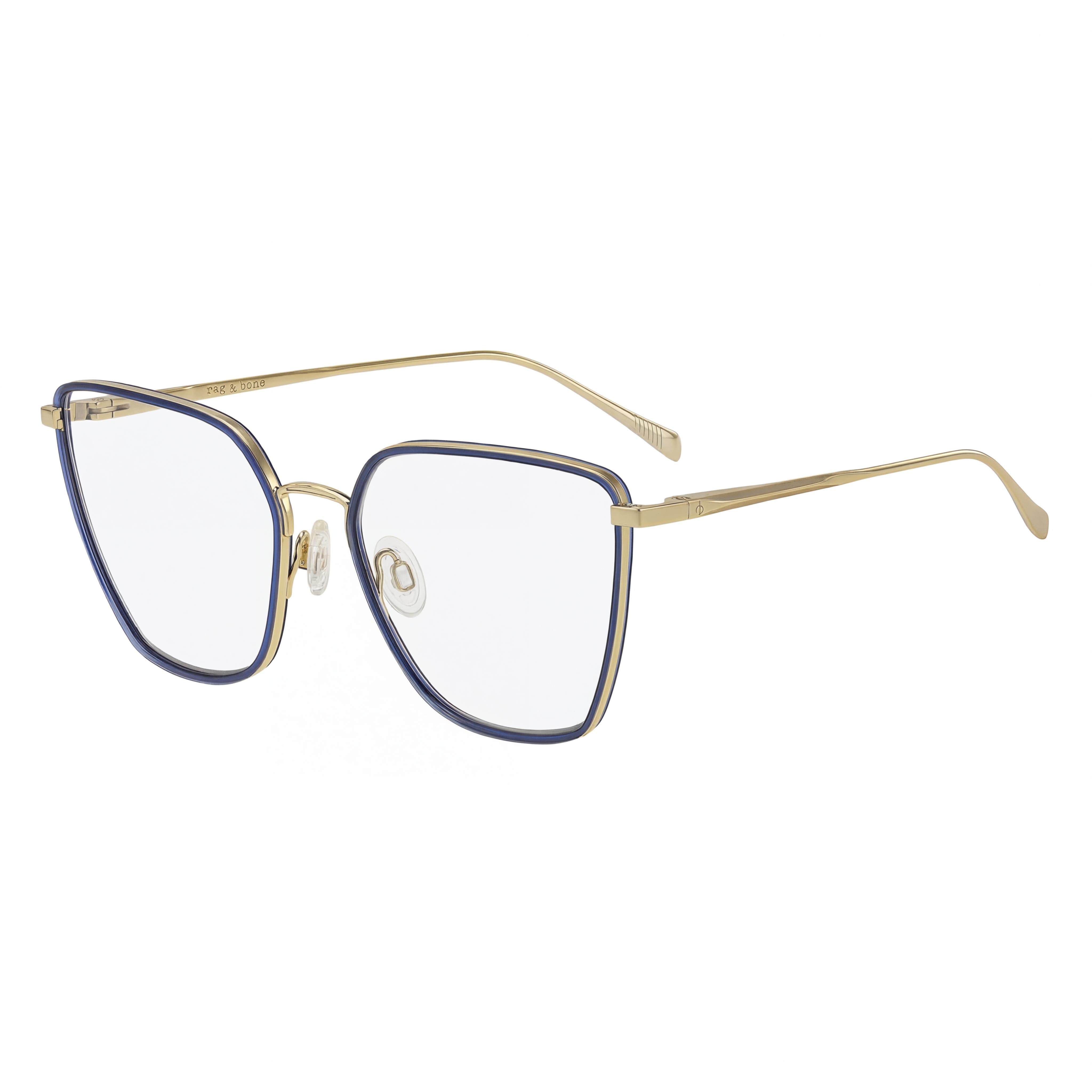 rag & bone Rnb3028 Women’s Stainless Steel Gold Blue Eyewear 55mm, Photo 1