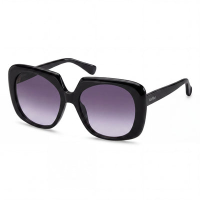 Gafas de sol MaxMara Casual para mujer, de plástico negro brillante, con degradado ahumado, 56 mm