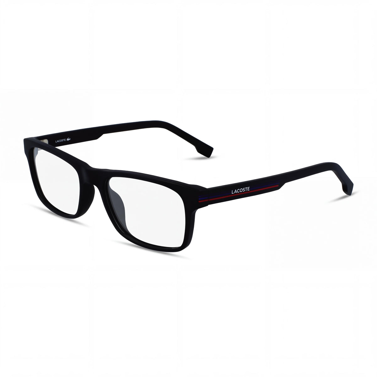 Montura óptica para hombre Lacoste Casual de plástico negro mate con lentes transparentes, talla 55-18-145, Photo 1