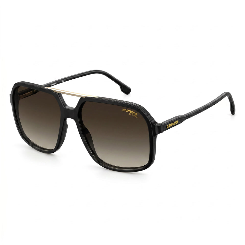 Carrera CARRERA 229/S Black Brown Shaded Polycarbonate Frame Pilot Unisex Sunglasses 59mm Lens Width