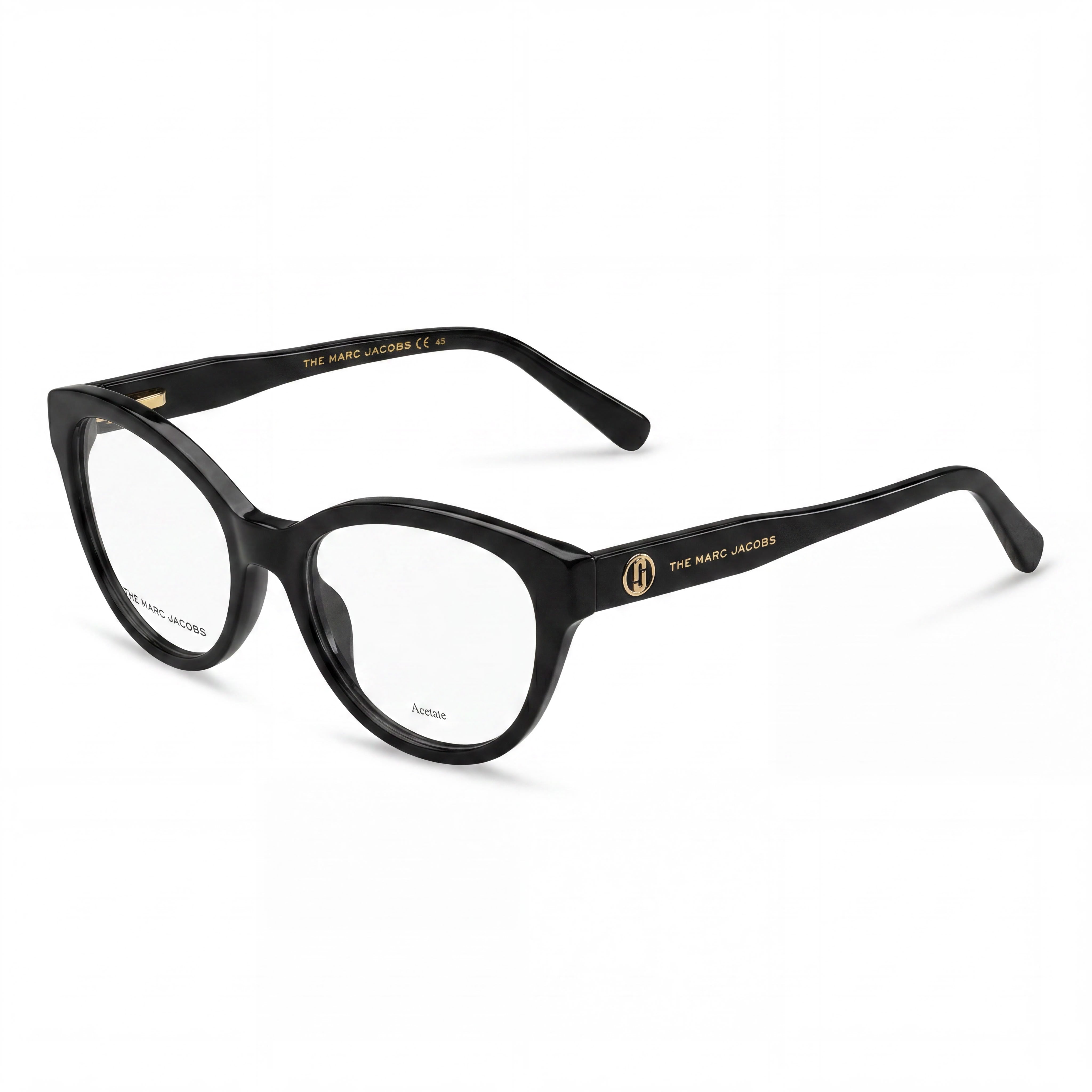 Marc Jacobs Classic Women's Eyewear with Black Acetate Frame and Black Polycarbonate Lenses, 52mm Lens Width, Photo 1