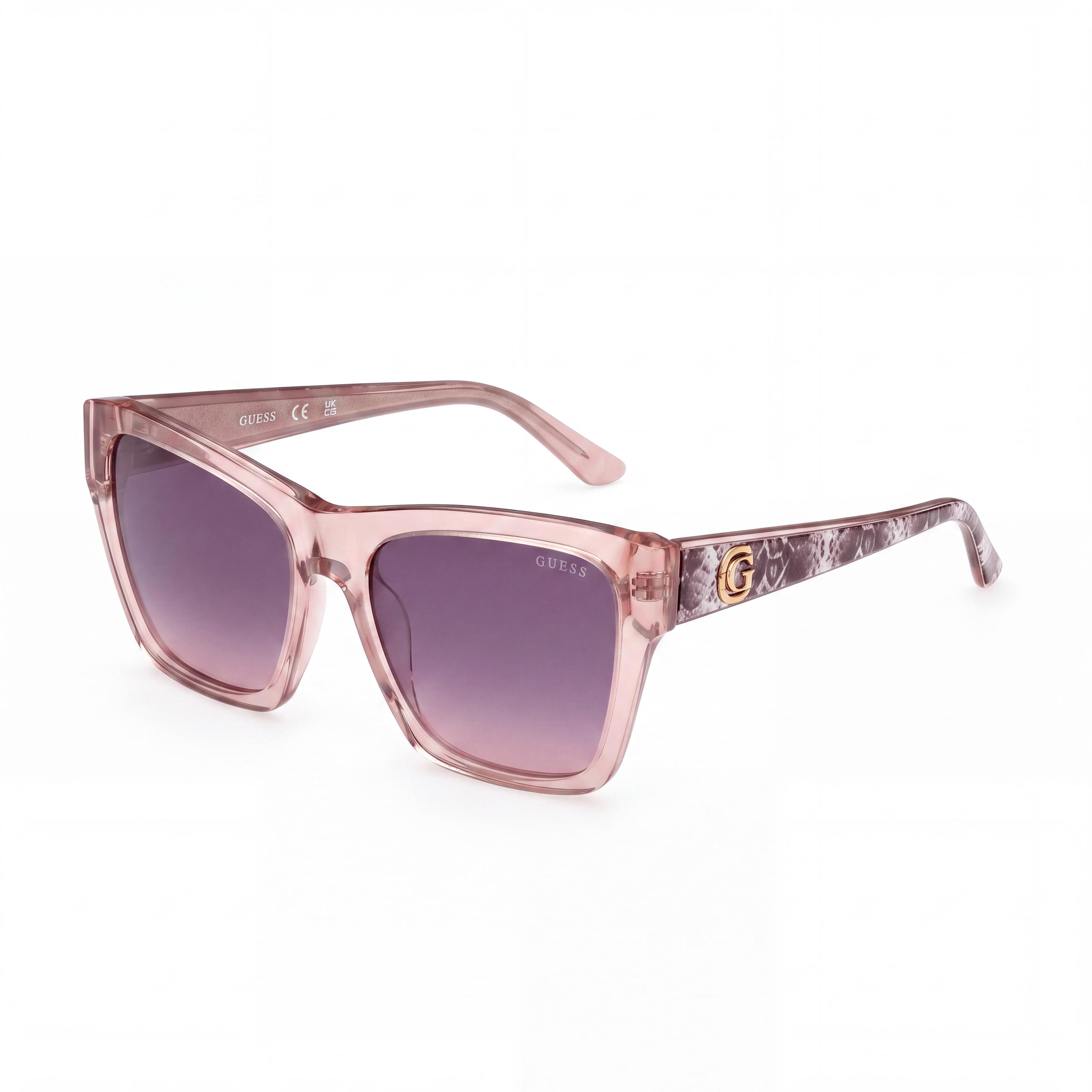 MARCOLIN Quadratisch Women's Acetate Glossy Beige Violett Lens UV Protected Sunglasses 55mm, Photo 1