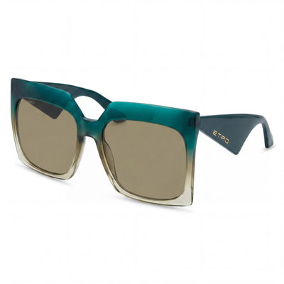 Etro Casual Style Women's Khaki Green Acetate Non-Polarized Polycarbonate Sunglasses 60mm Lens