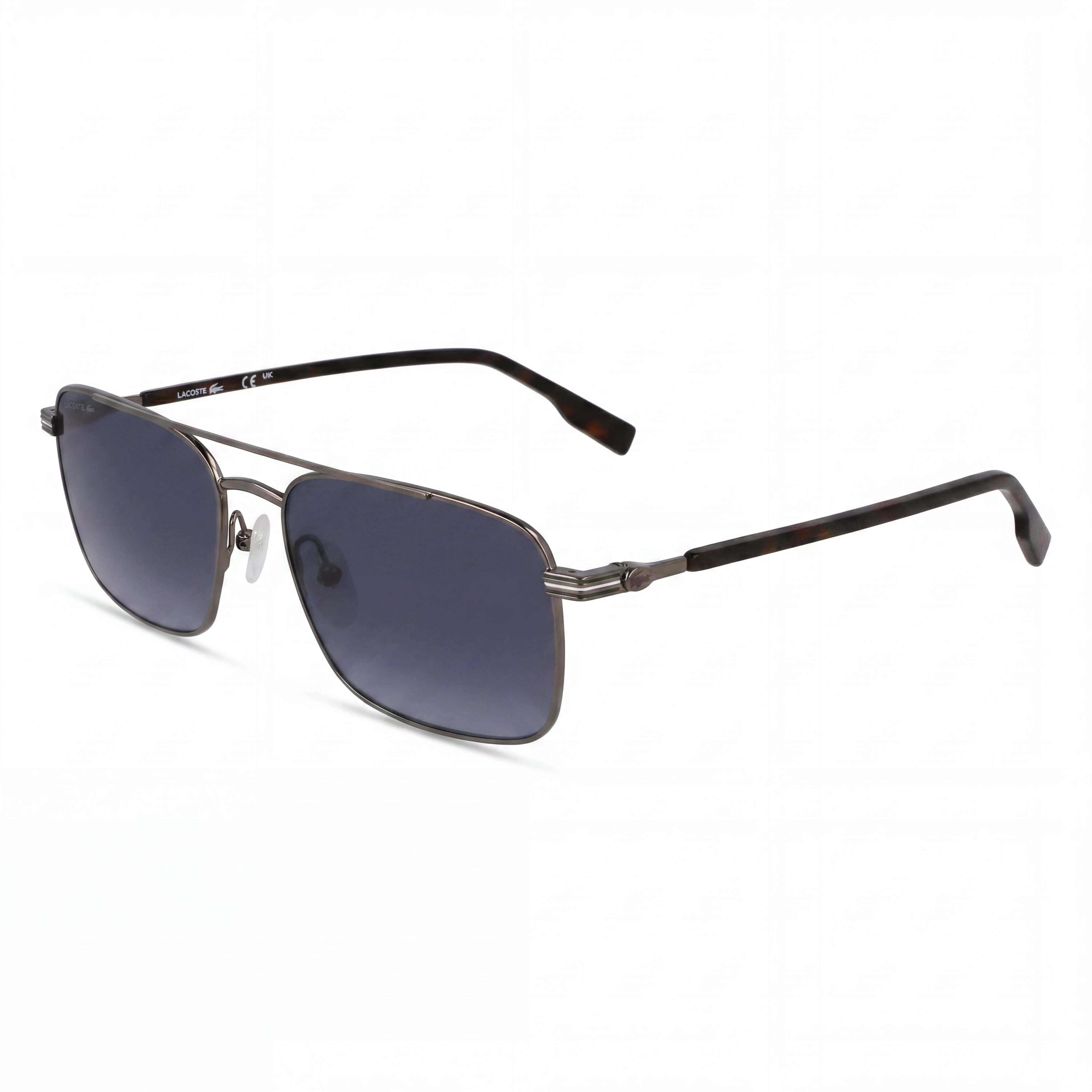 Lacoste Casual Men’s Metallic Grey Metal Sunglasses with Gradient Blue Lenses, UV Protection, Non-Polarized 58mm, Photo 1