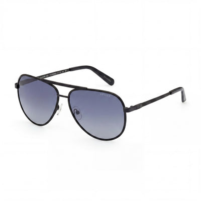 GUESS Gu00209 Gafas de sol unisex con montura metálica negra mate, lentes ahumadas no polarizadas y protección UV 400 61-14-145