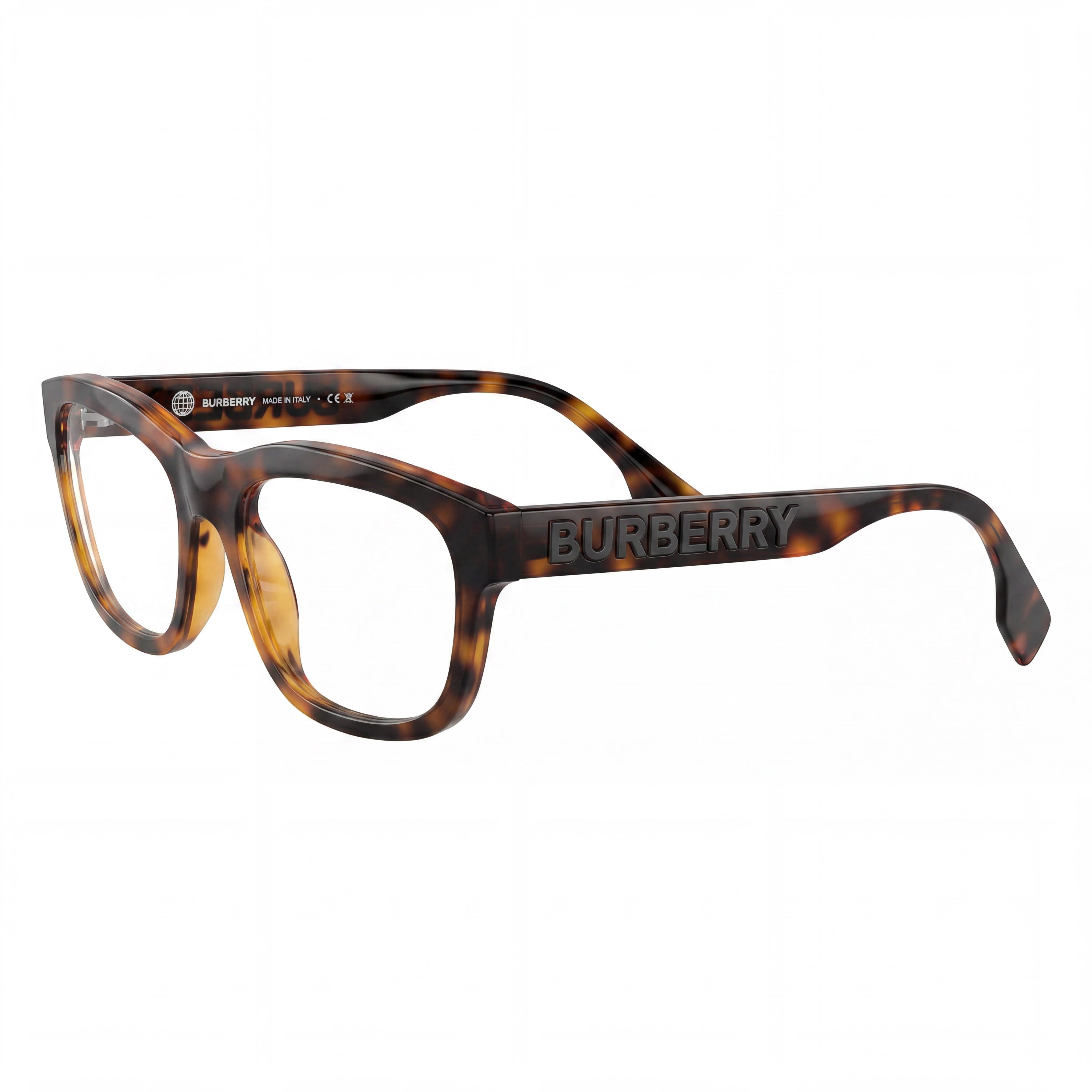 Monturas de gafas ópticas BURBERRY para hombre en color Havana oscuro con lentes transparentes de demostración, listas para lentes graduadas personalizadas., Photo 1