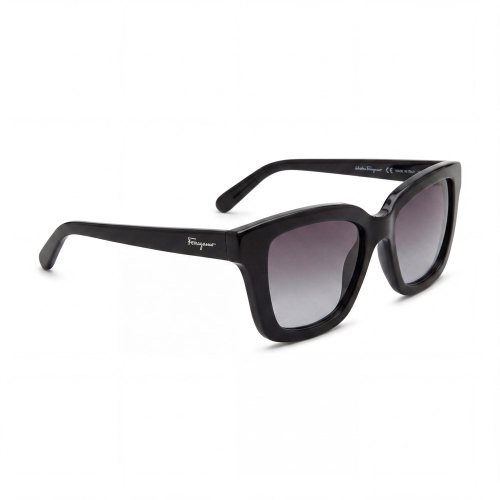 Salvatore Ferragamo SF955S Women's Square Plastic Black Gold Grey Gradient 100% UV Protected 53mm Sunglasses