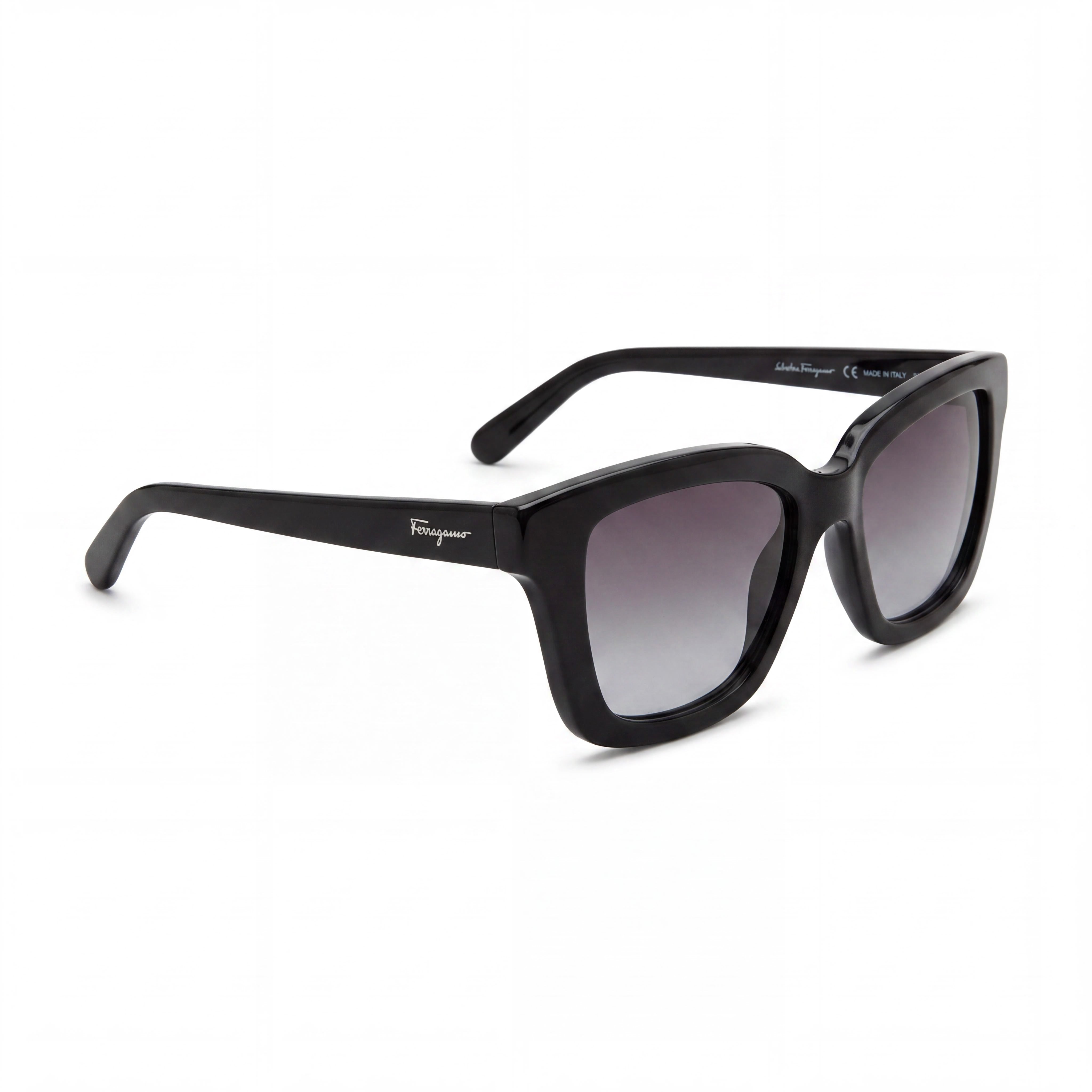 Salvatore Ferragamo SF955S Women's Square Plastic Black Gold Grey Gradient 100% UV Protected 53mm Sunglasses, Photo 1