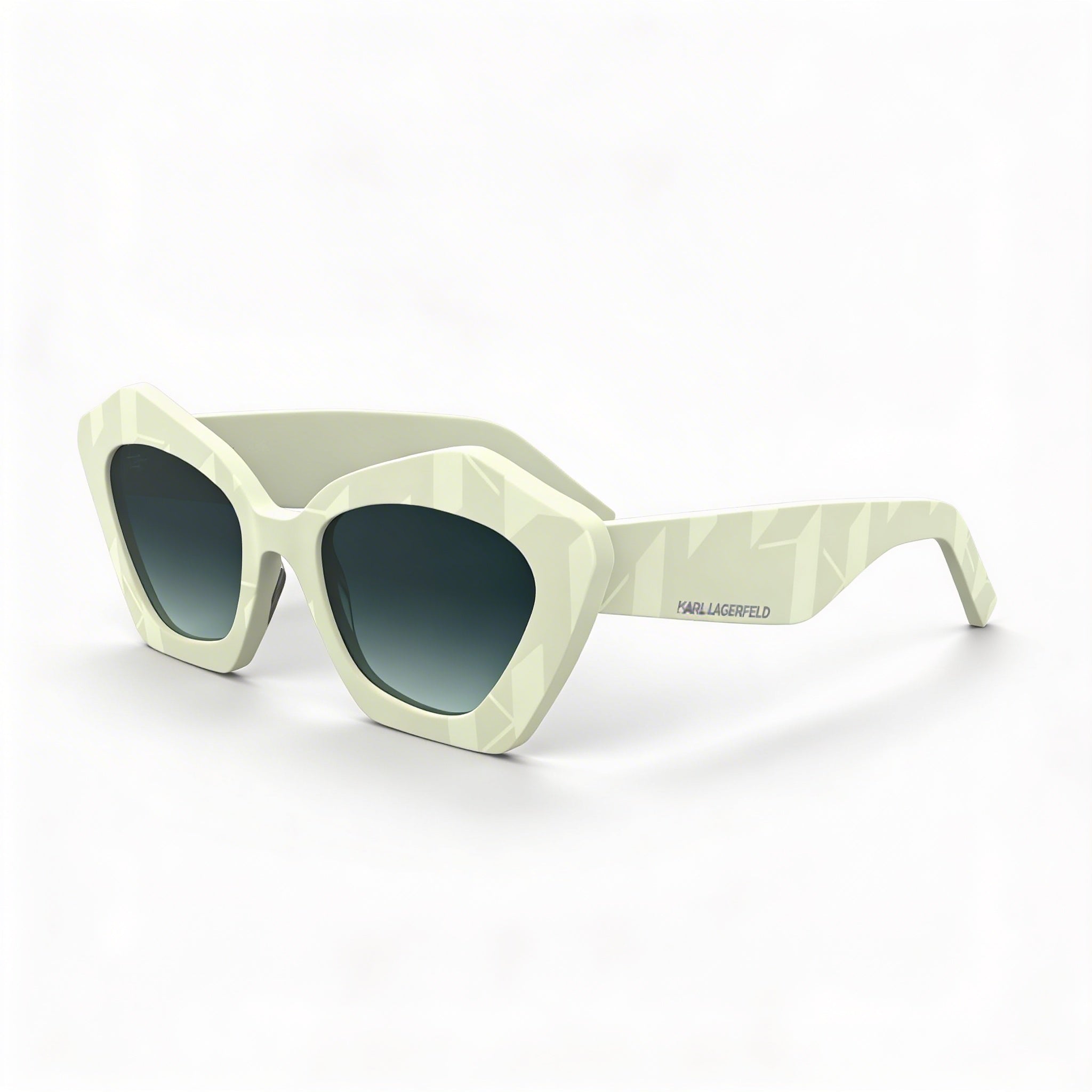 KARL LAGERFELD Kl6199s Women's White Acetate UV Protection Sunglasses, Gradient Blue Lenses - Size M, Photo 1