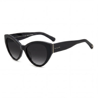 kate spade new york Gafas de sol unisex con montura de plástico ojo de gato, color negro, lentes grises degradadas con protección UV, 55 mm
