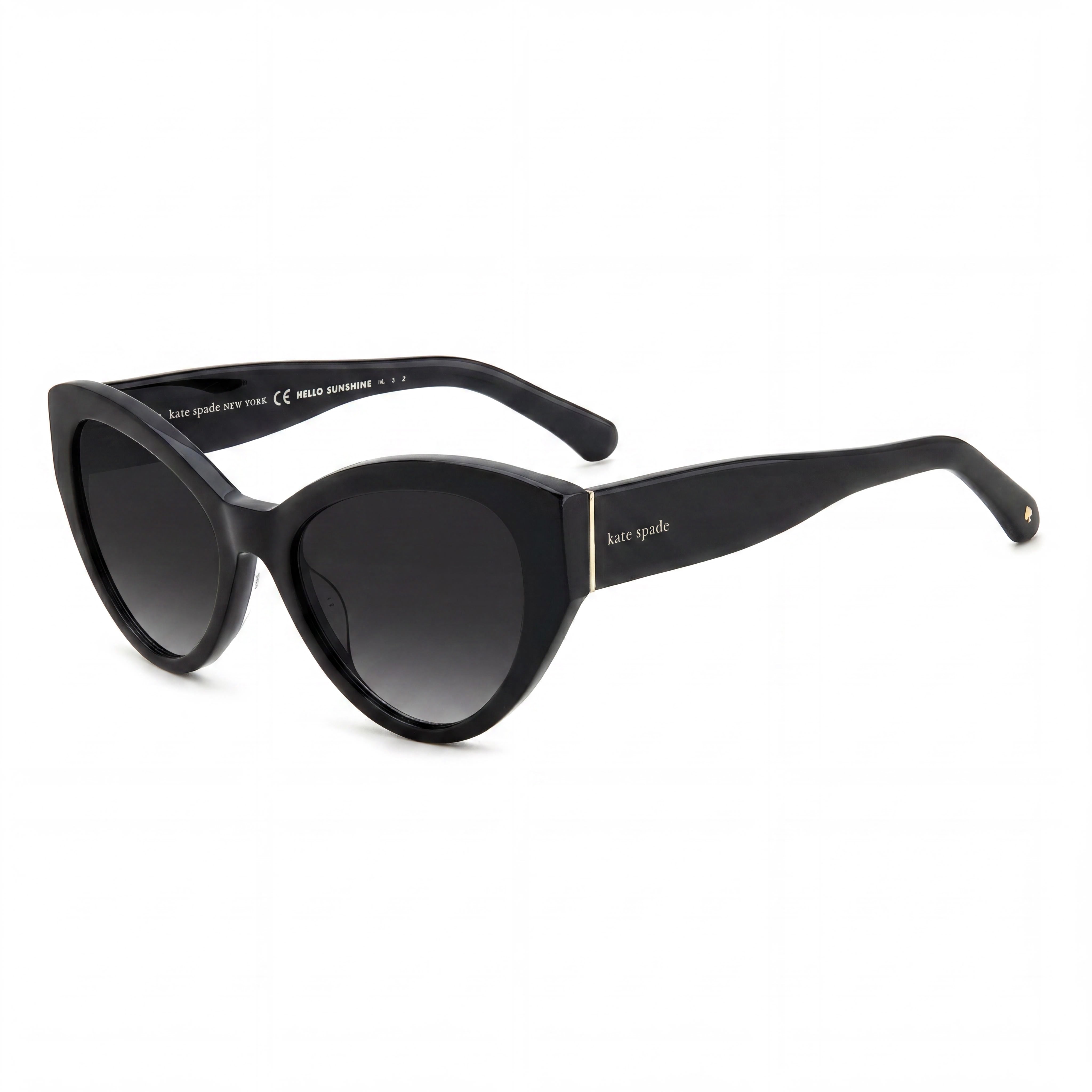 kate spade new york Gafas de sol unisex con montura de plástico ojo de gato, color negro, lentes grises degradadas con protección UV, 55 mm, Photo 1